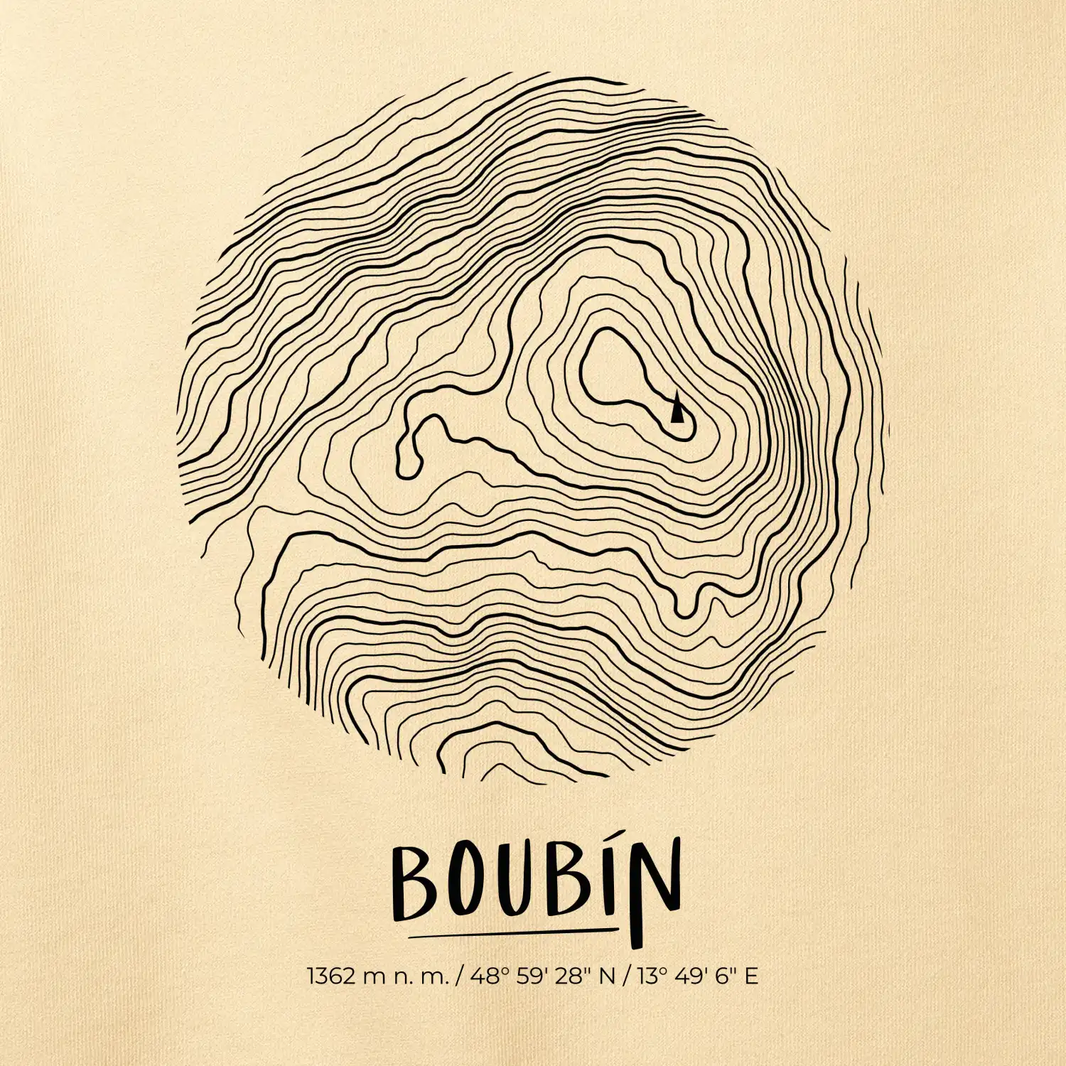 Boubín - vrstevnice v kruhu