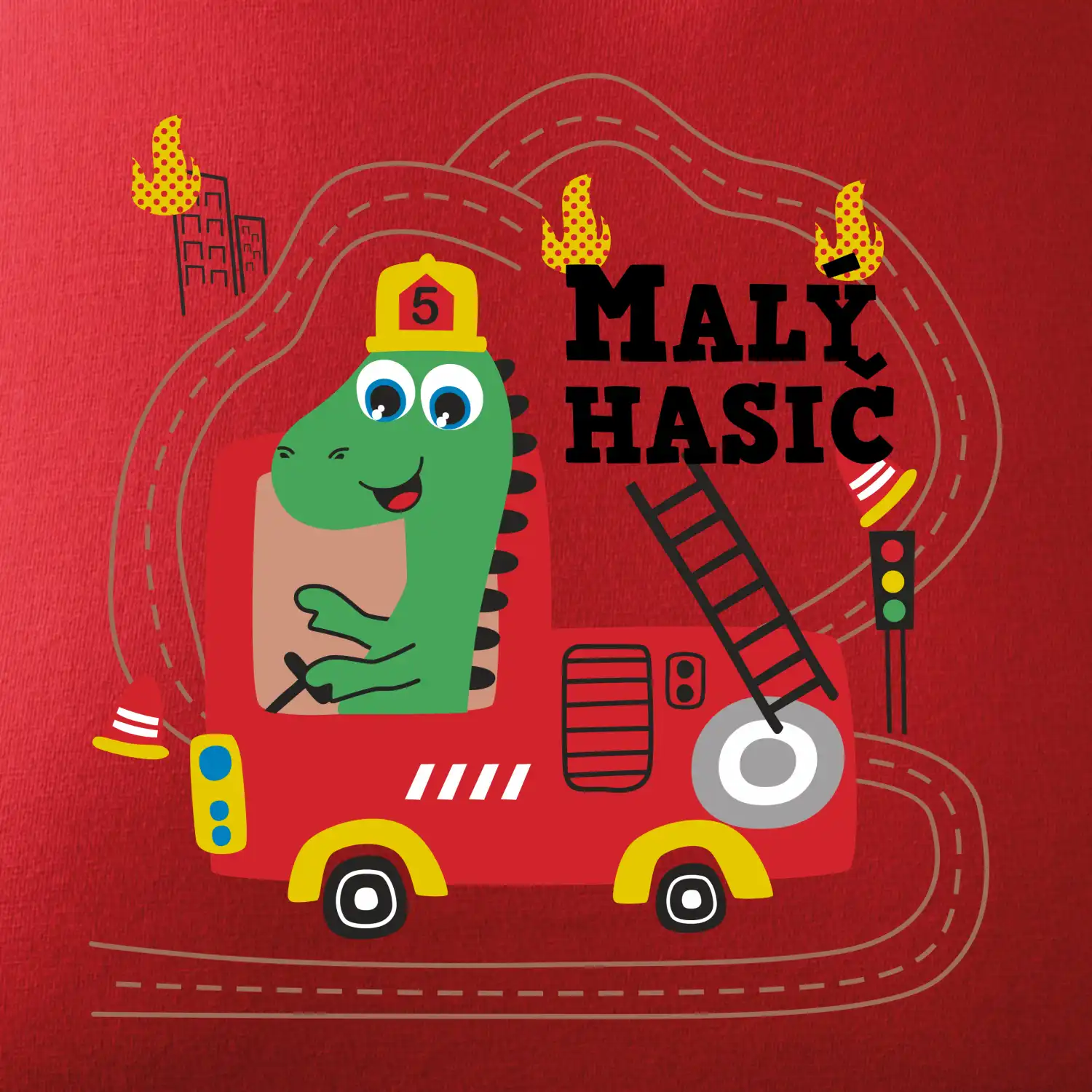 Malý hasič - auto a dinosaurus