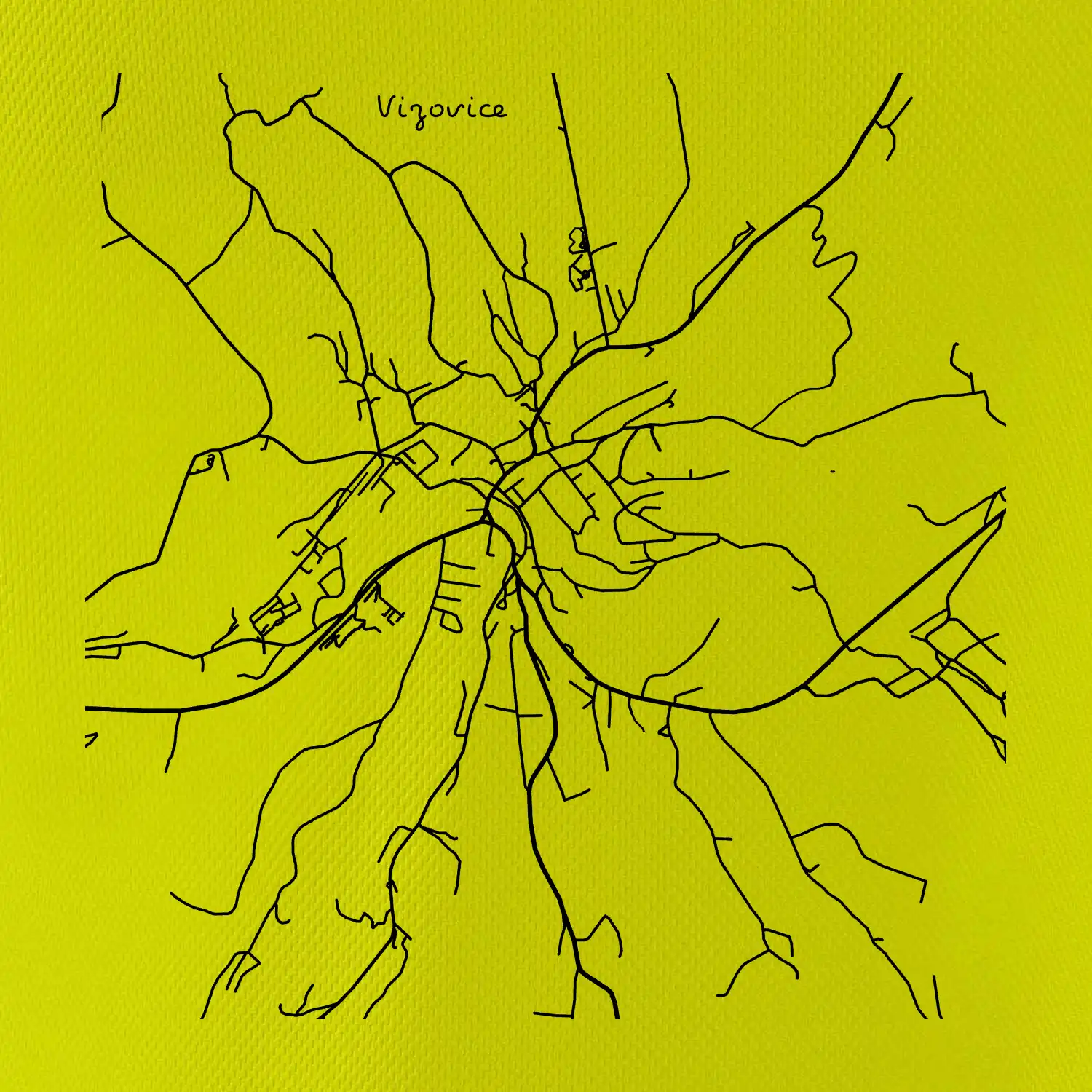 Černobílá mapa Vizovice