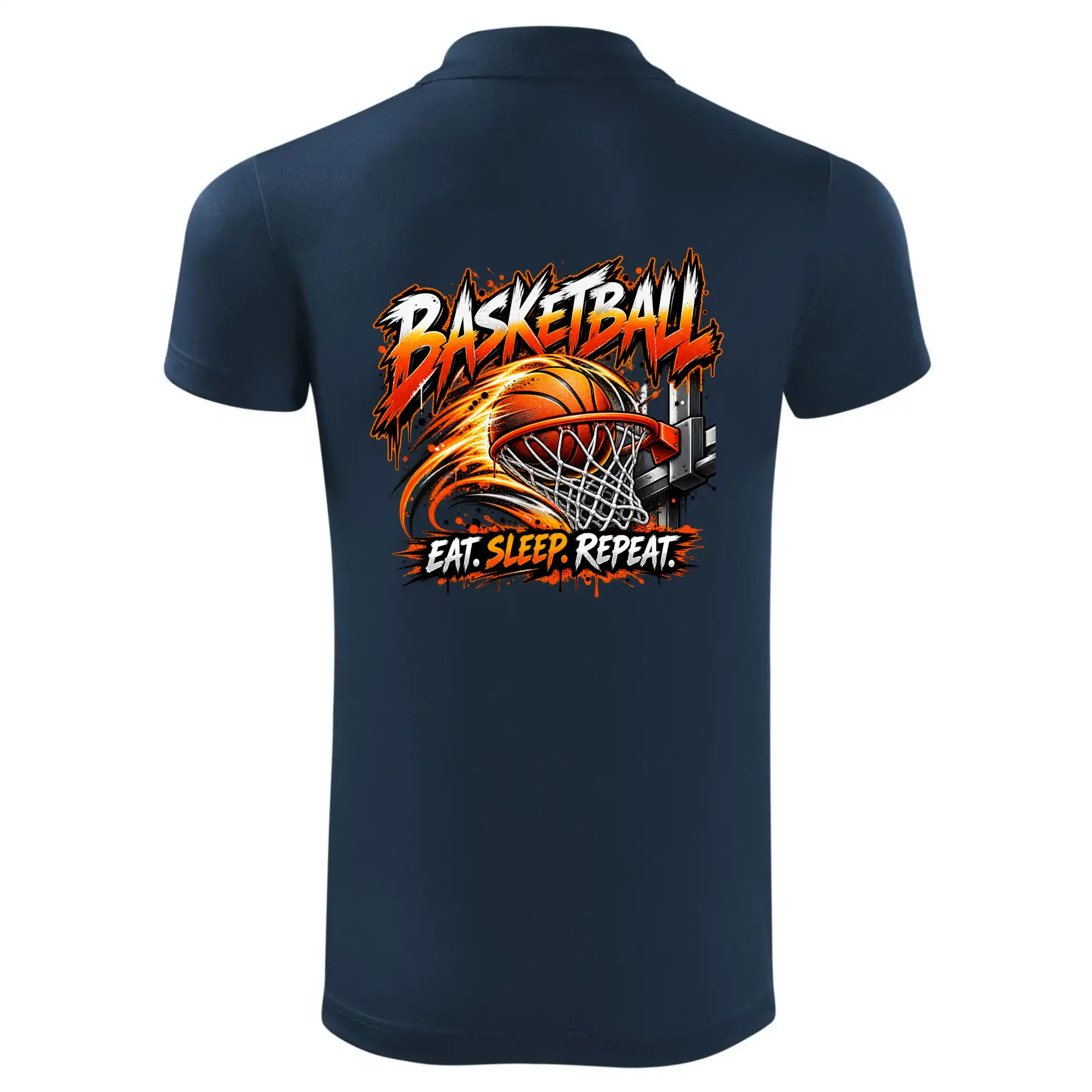 Basketbalový koš s míčem eat sleep repeat