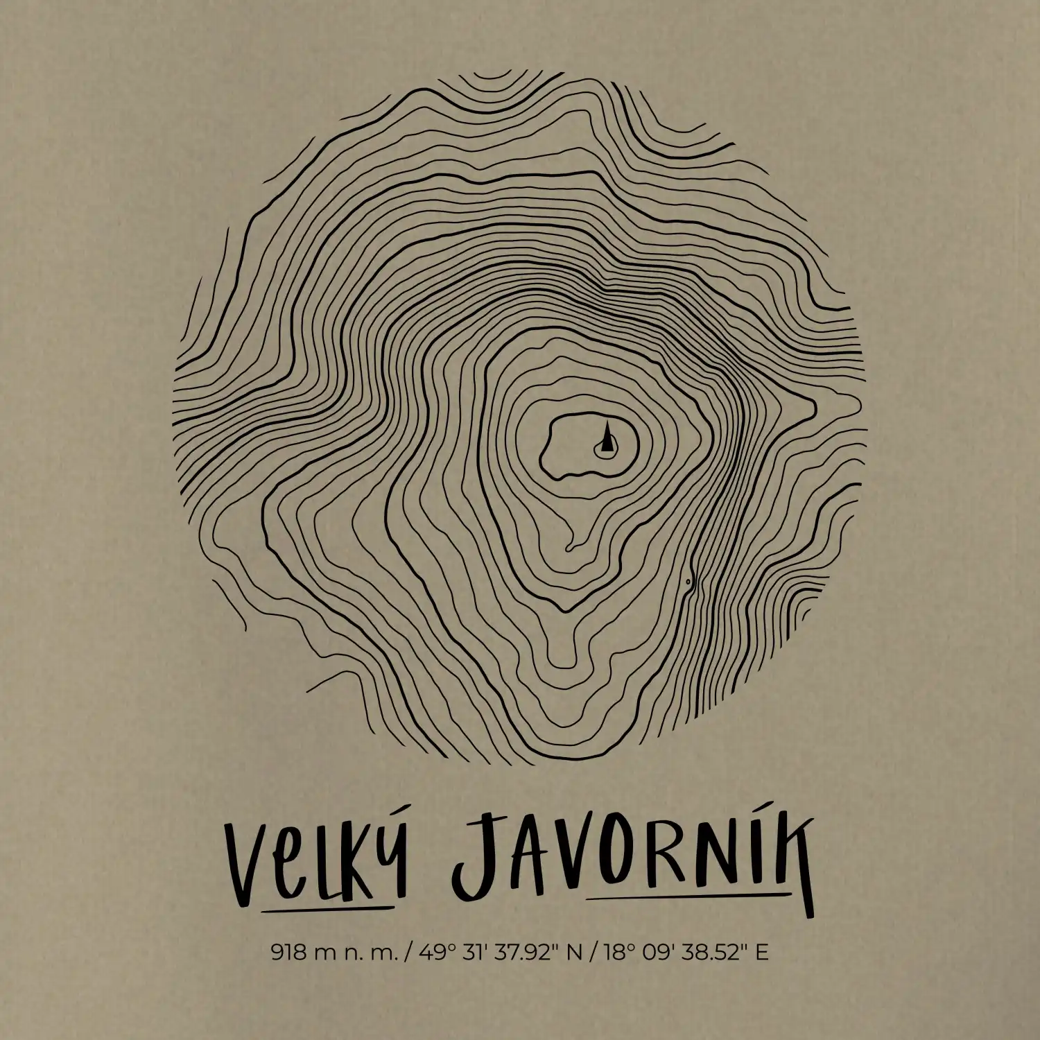 Velký Javorník - vrstevnice v kruhu