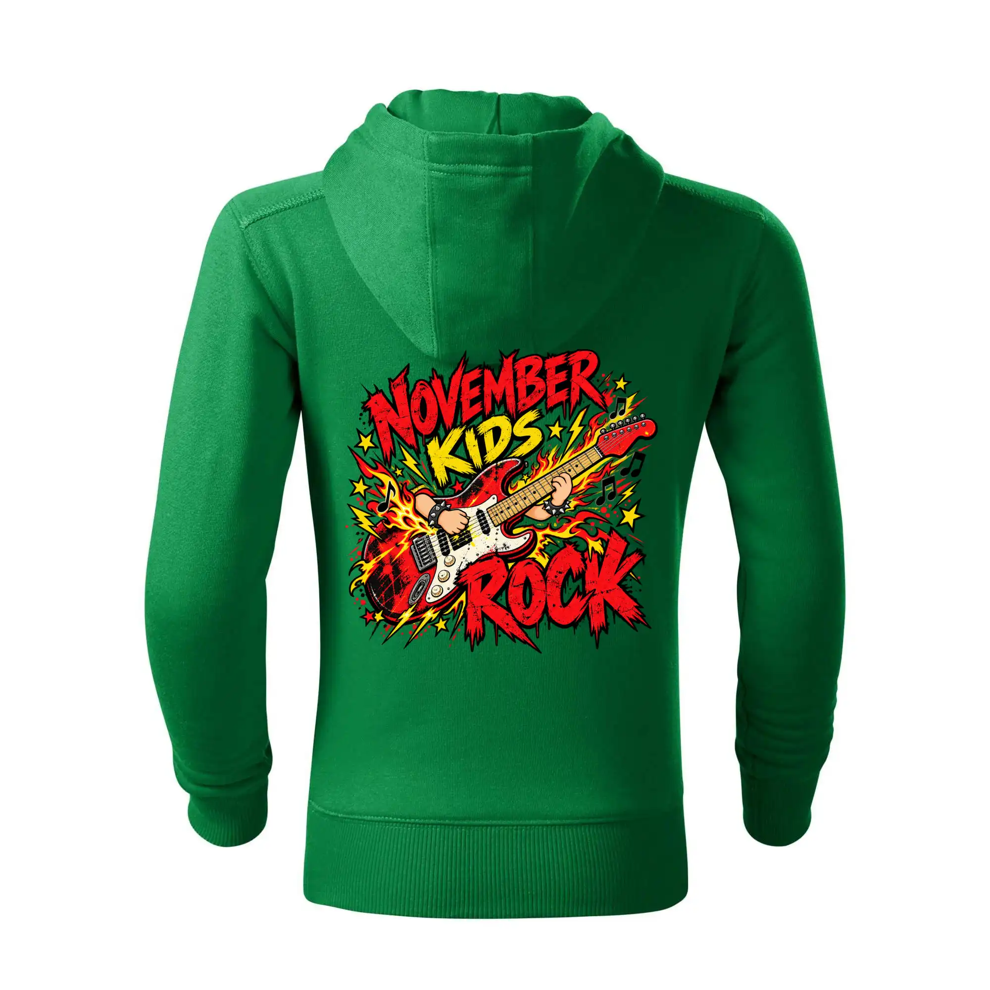 Rocková listopadová kytara s dětskými rukama