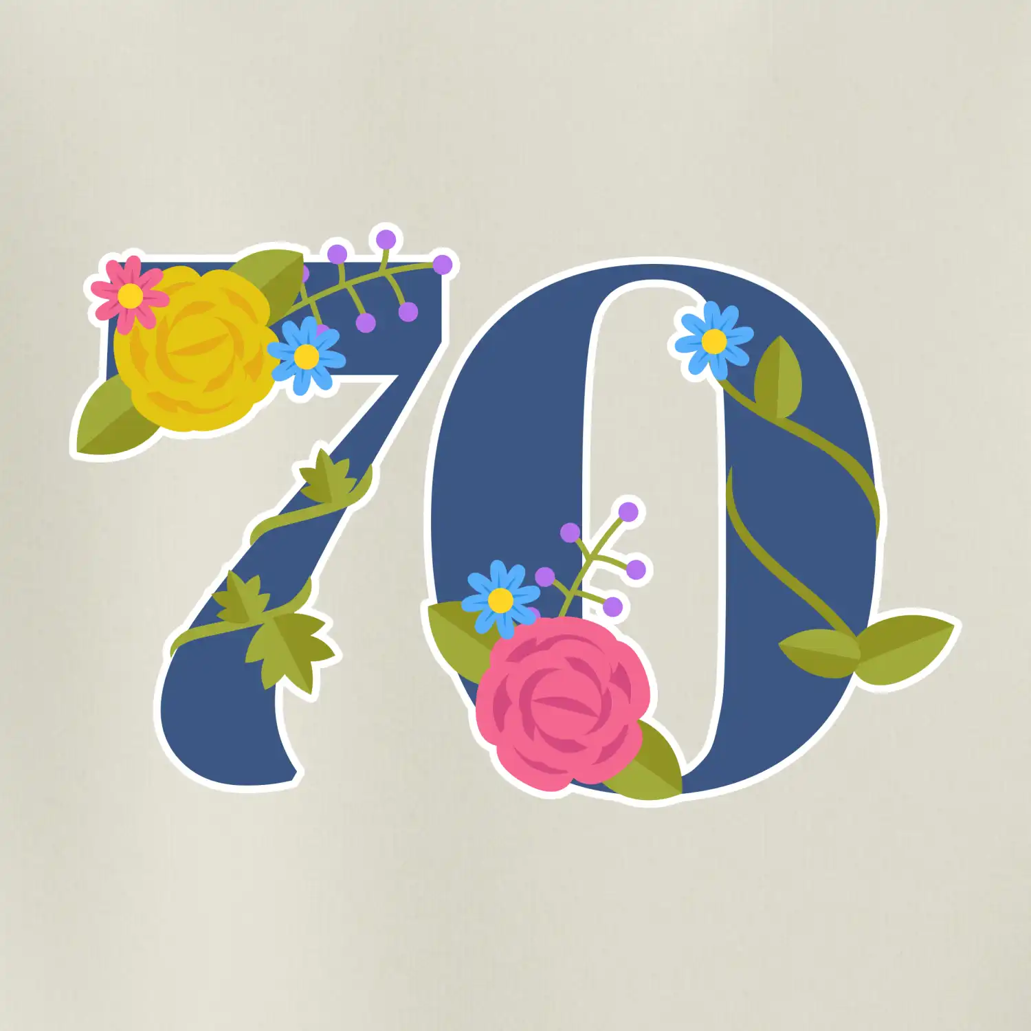 Květinové číslo kreslené - 70
