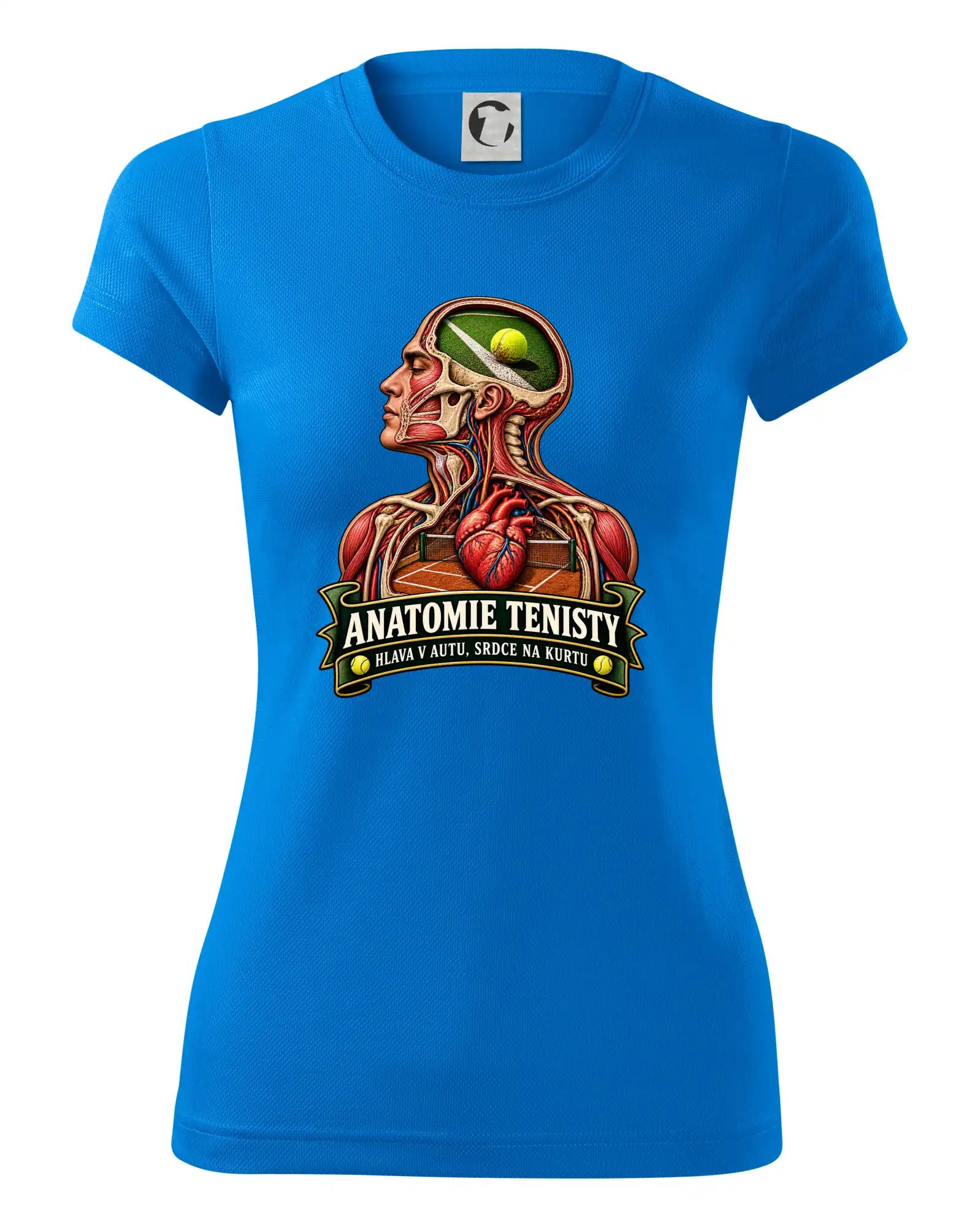 Anatomie tenisty hlava v autu srdce na kurtu