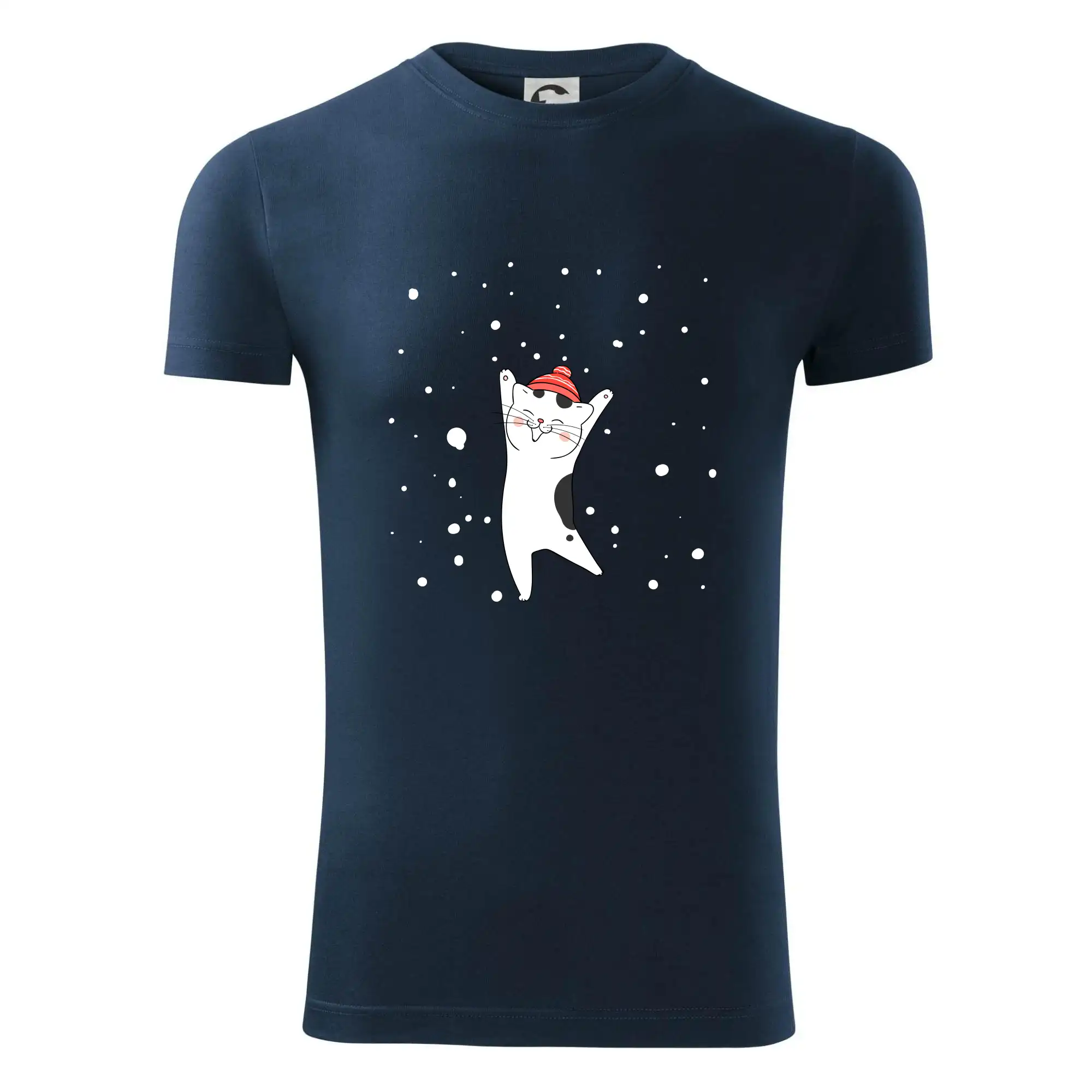 Veselá kočka v zimní čepici