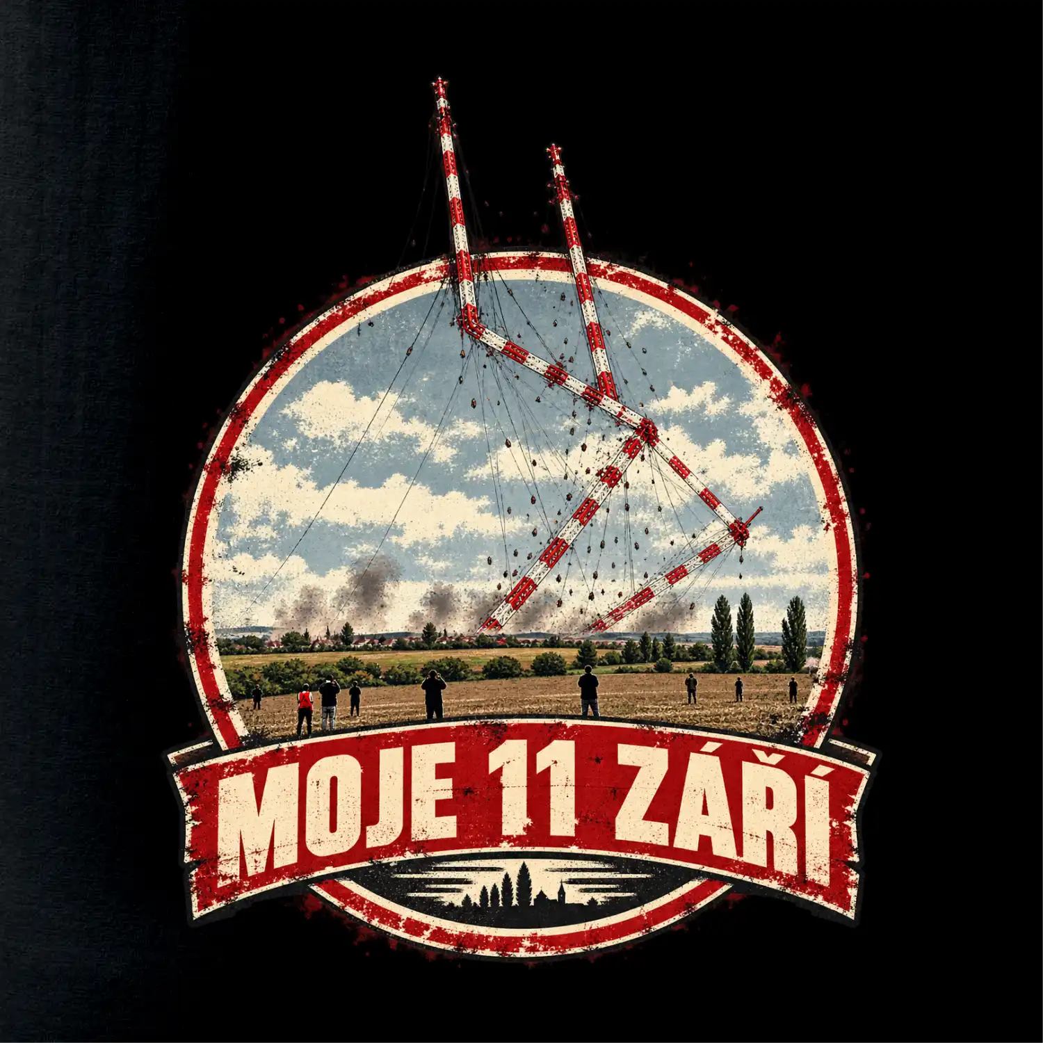 Liblice B bortící se věže moje 11 září retro odznak
