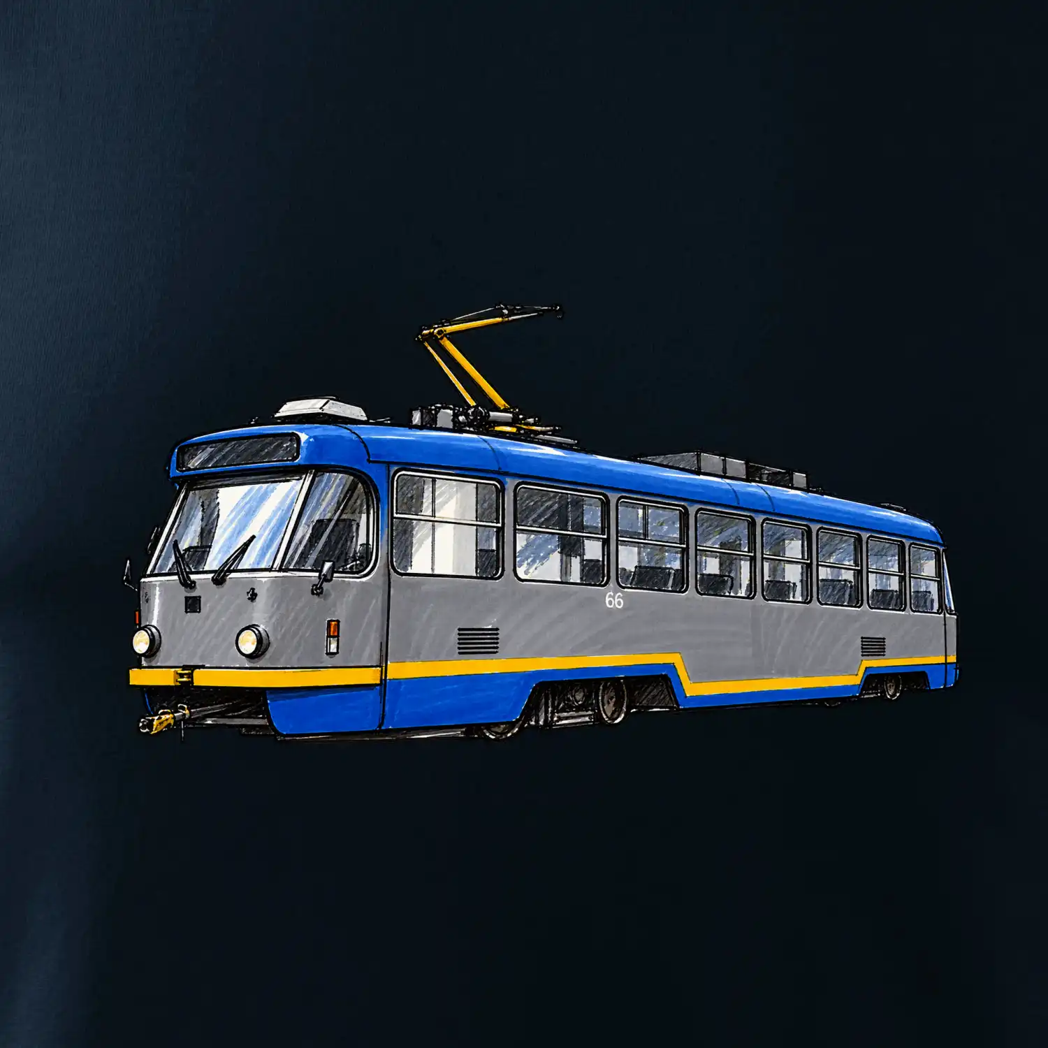 T3R SLF modrošedá kresba fixem