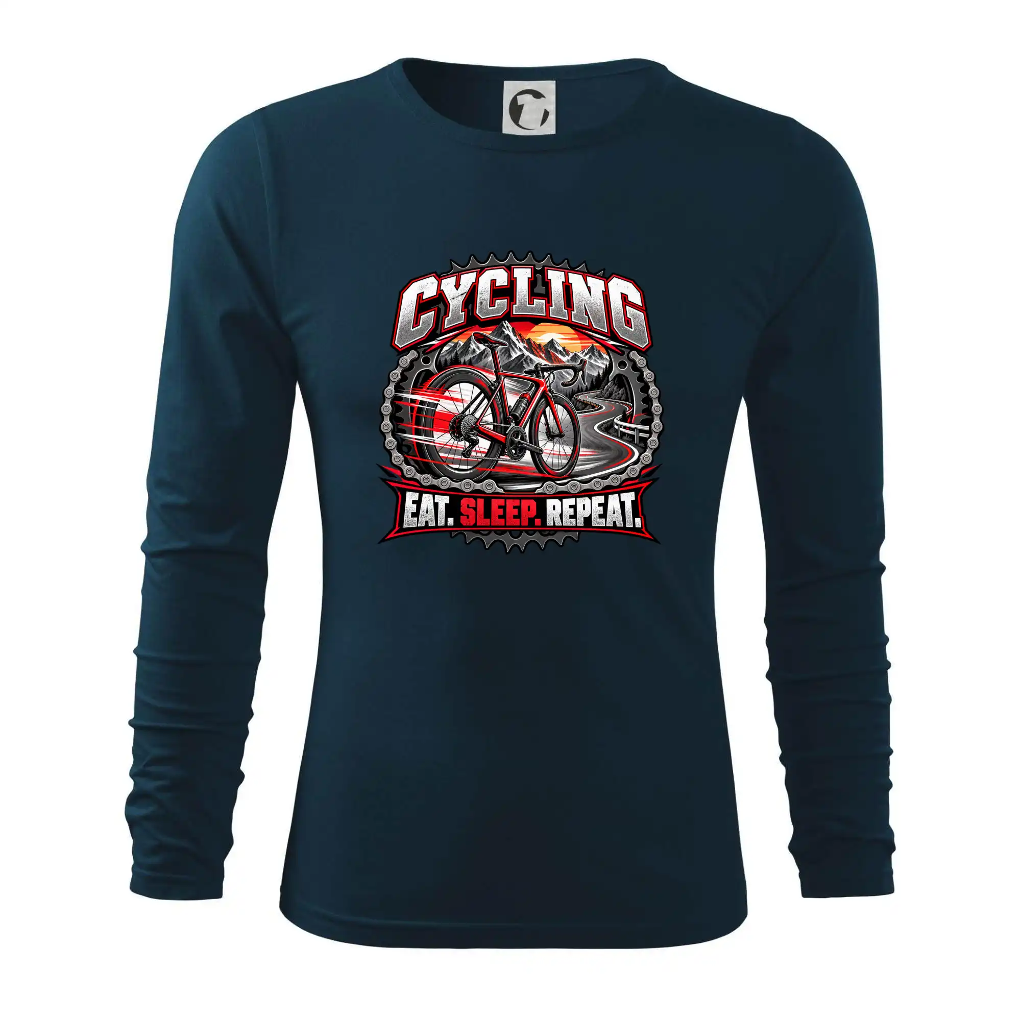 Cyklistické kolo mezi horami eat sleep repeat