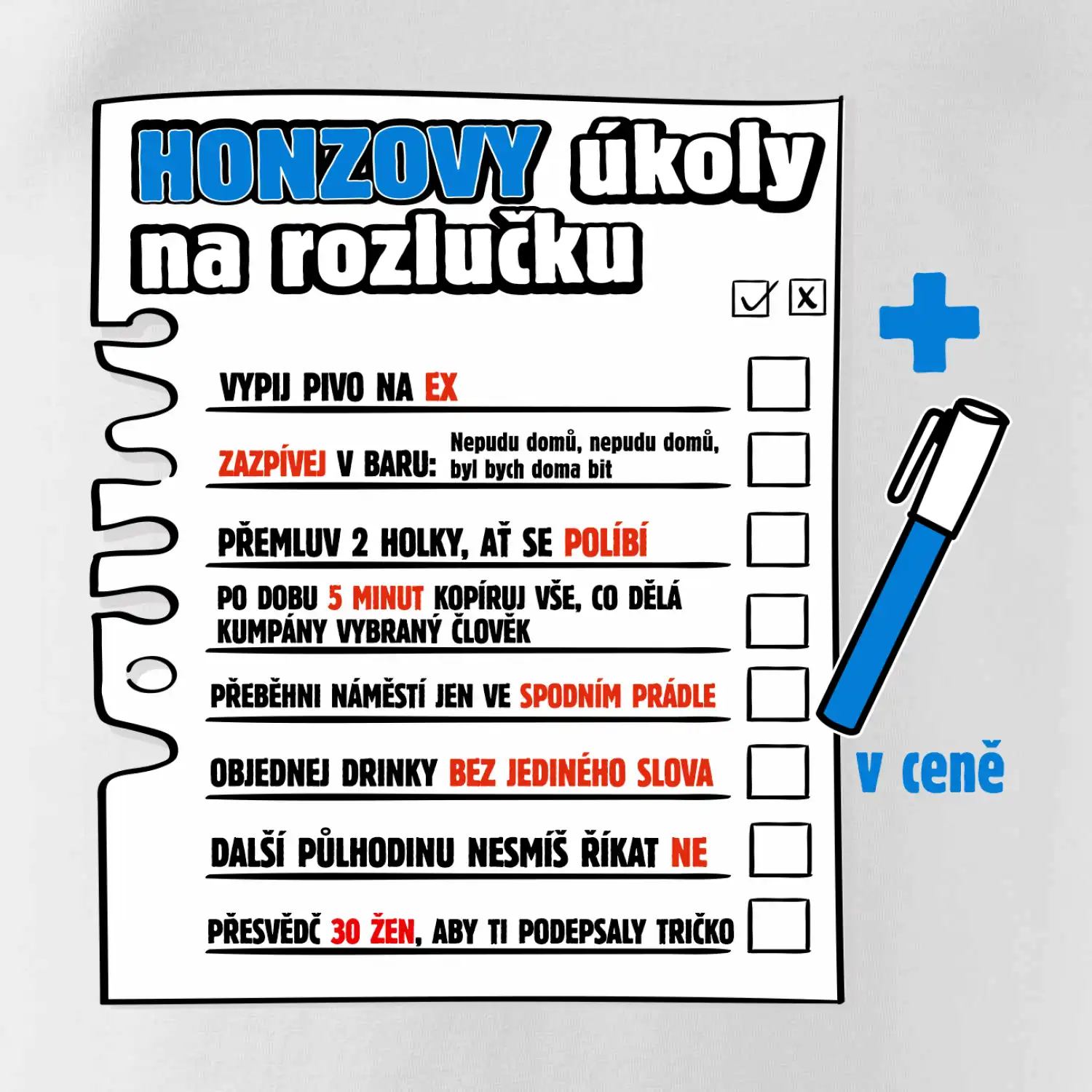 Triko na rozlučku s úkoly na předek pro ženicha