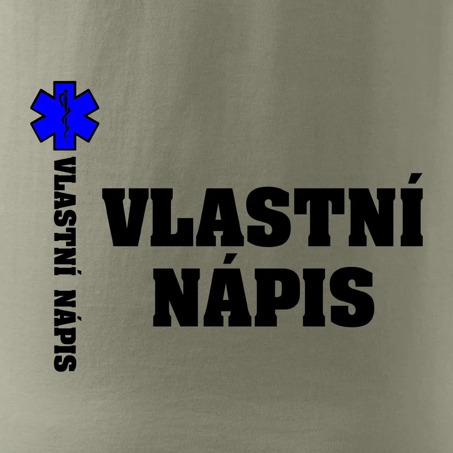 Hvězda života - vlastní nápis vpředu a vzadu