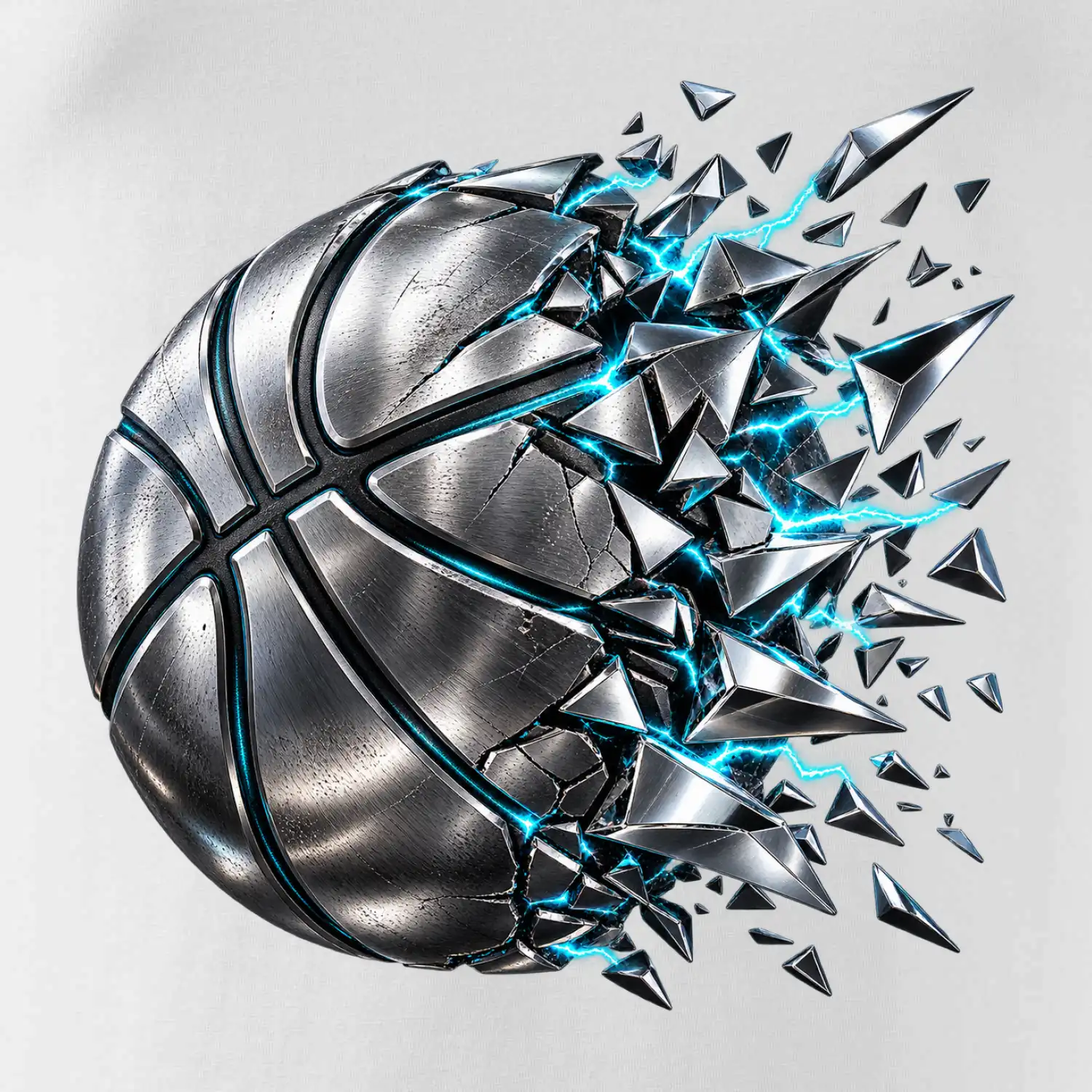 Kovový basketbalový míč s elektrickými střepy