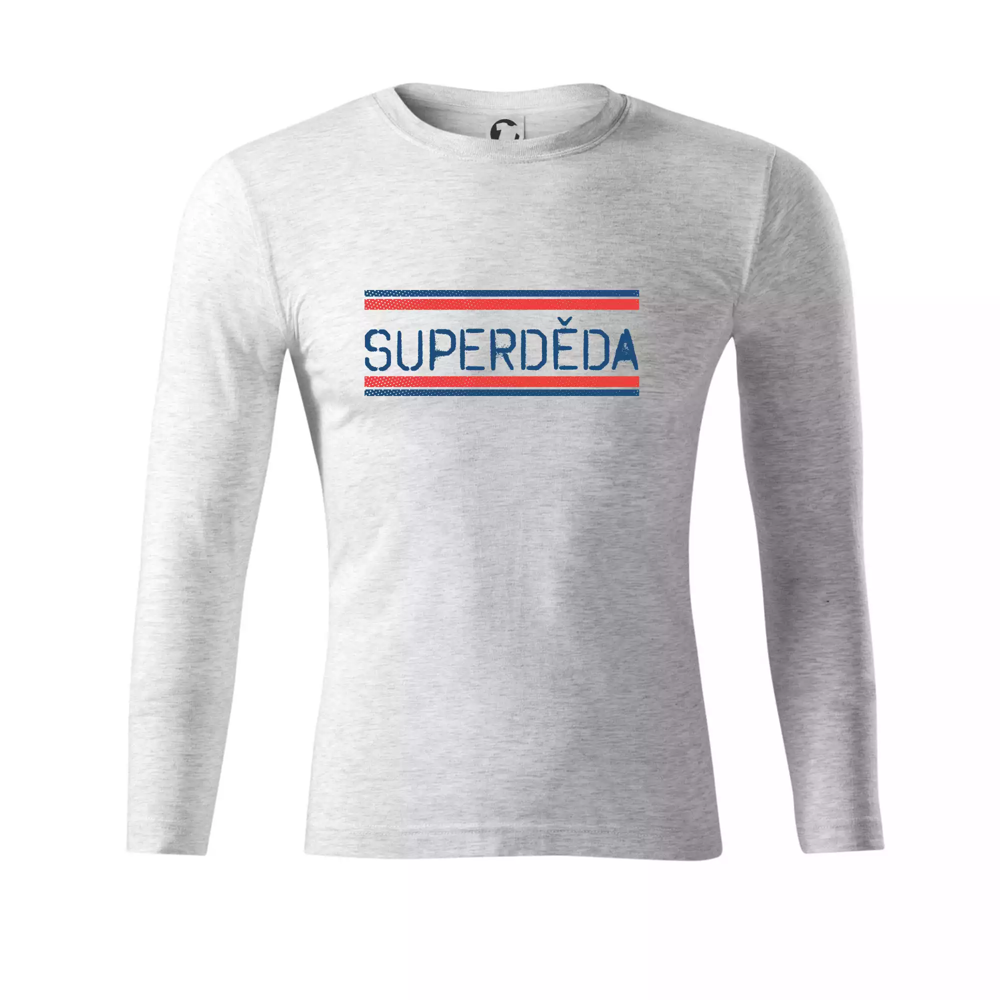 SUPERDĚDA nápis modro červený