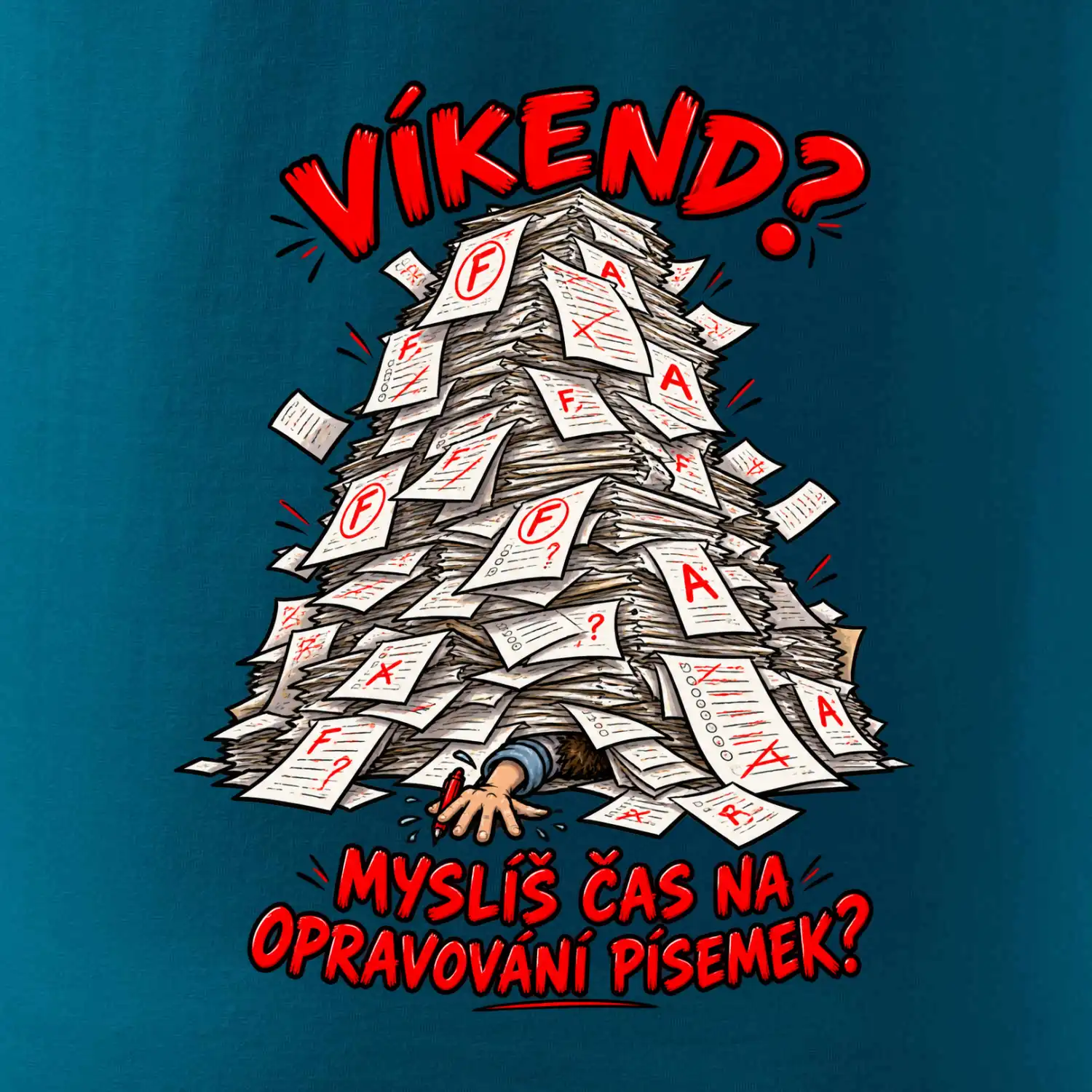 Víkend učitele pod hromadou písemek k opravě