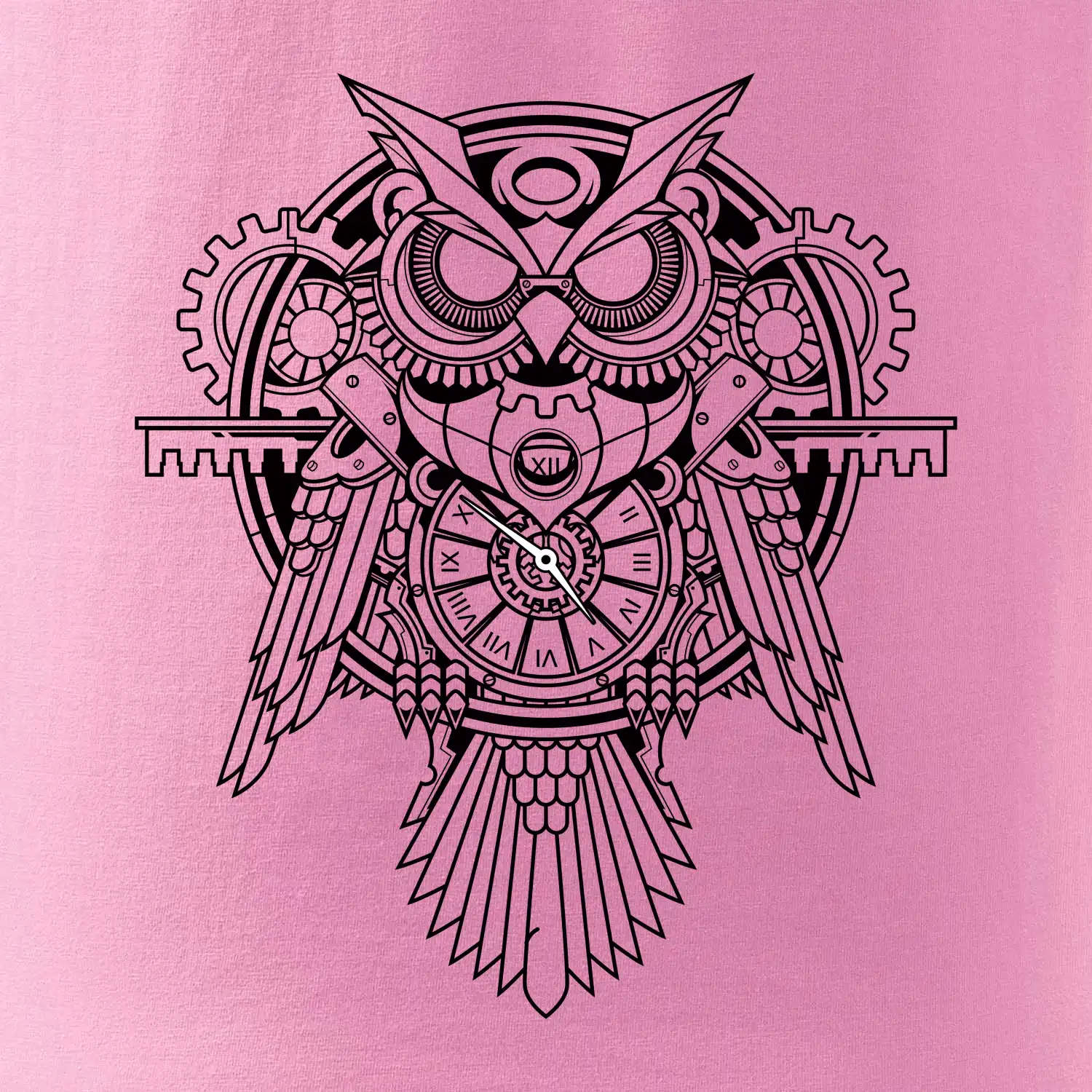 Steampunk sova černobílá