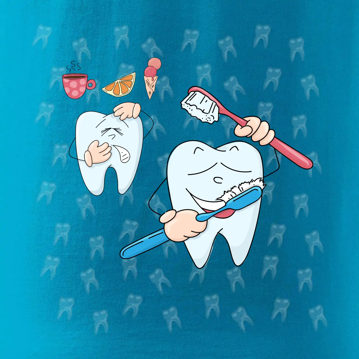 Zubařské tričko - kartáček a jídlo