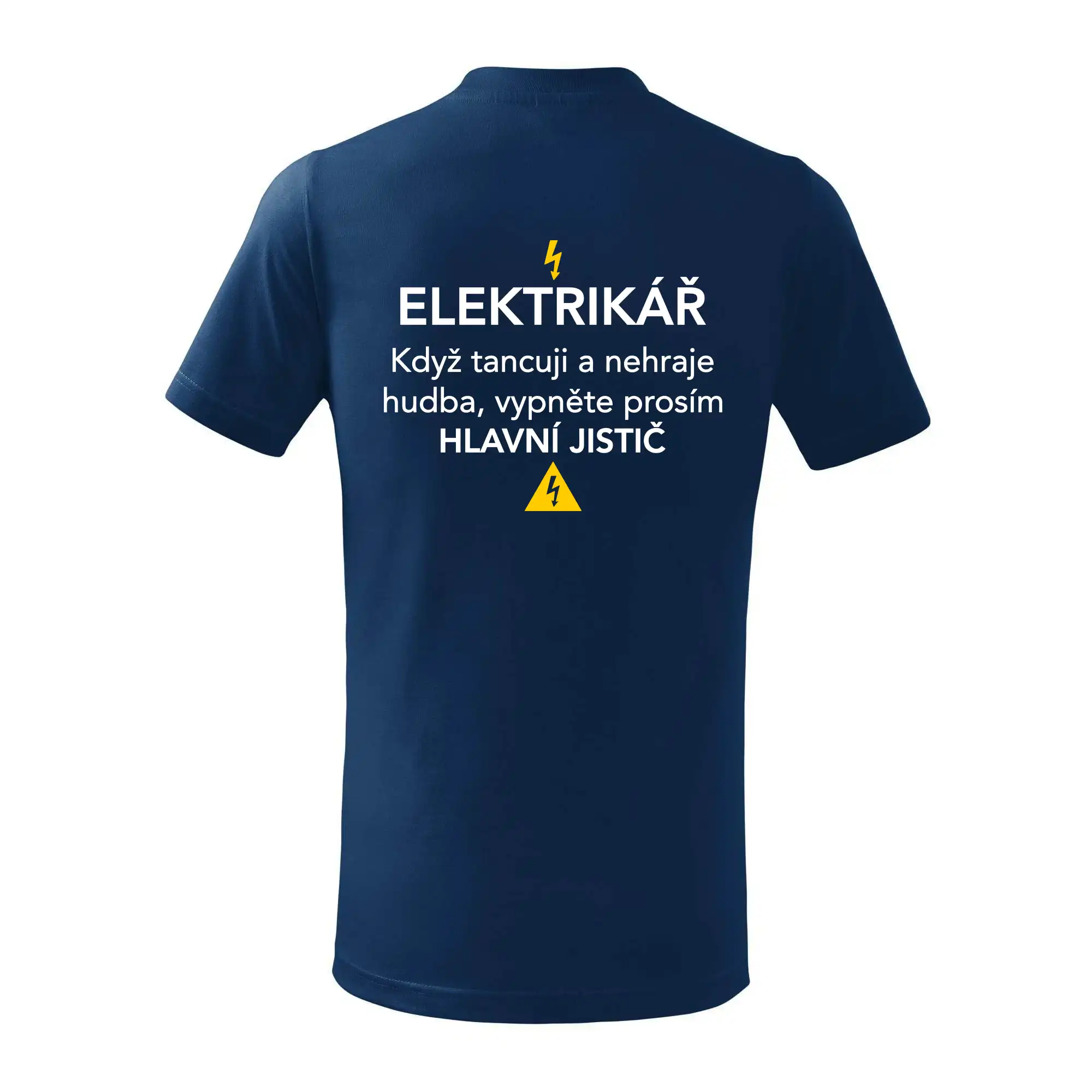 Elektrikář - hlavní jistič - Nápis na zádech