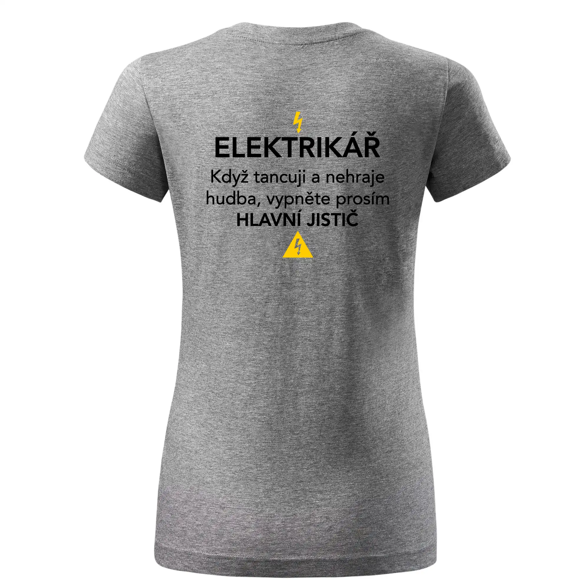Elektrikář - hlavní jistič - Nápis na zádech