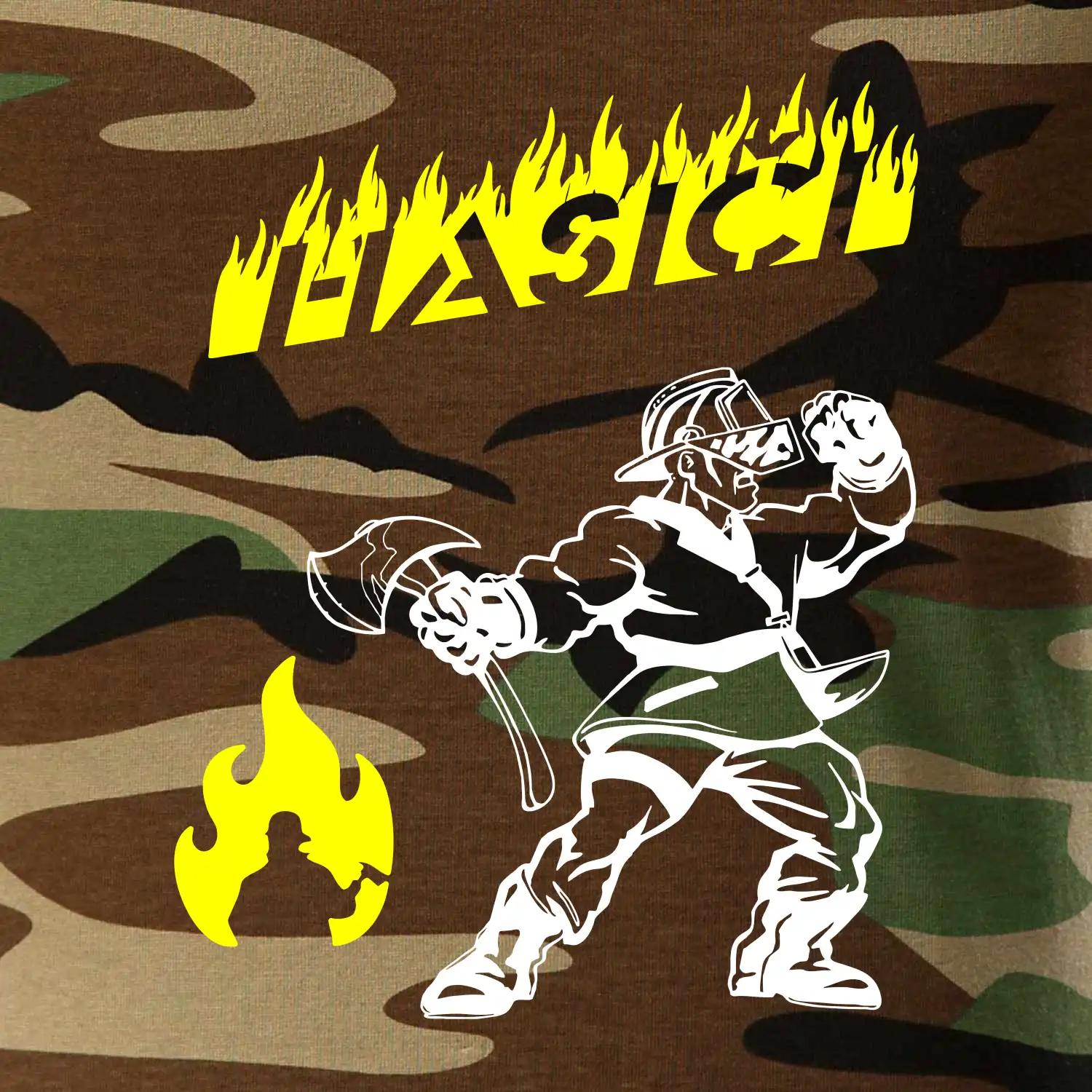 Hasič stojící - nápis hasiči - Velký nápis  na zádech