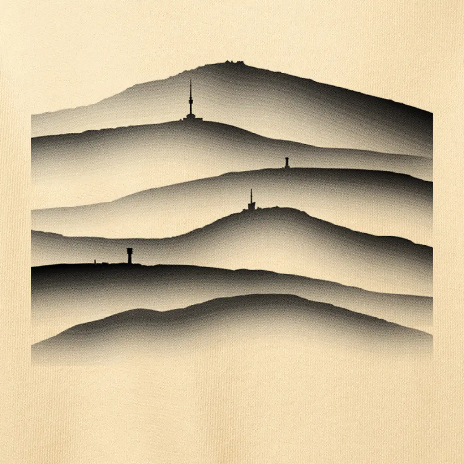 Stínované siluety Českých hor