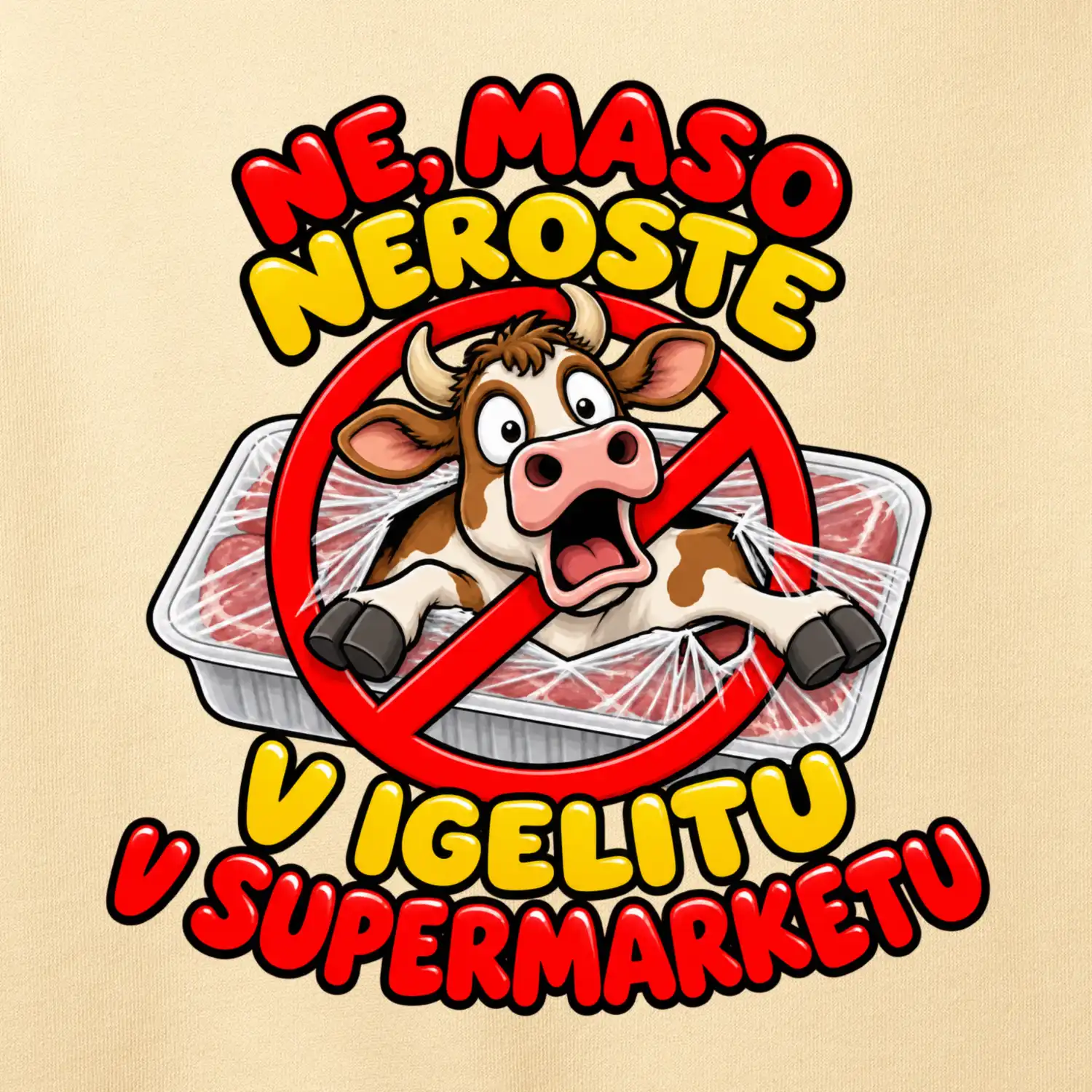 Maso neroste v igelitu v supermarketu