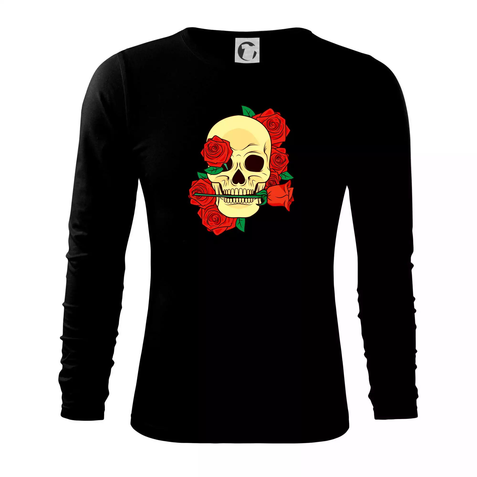 Lebka držící růži