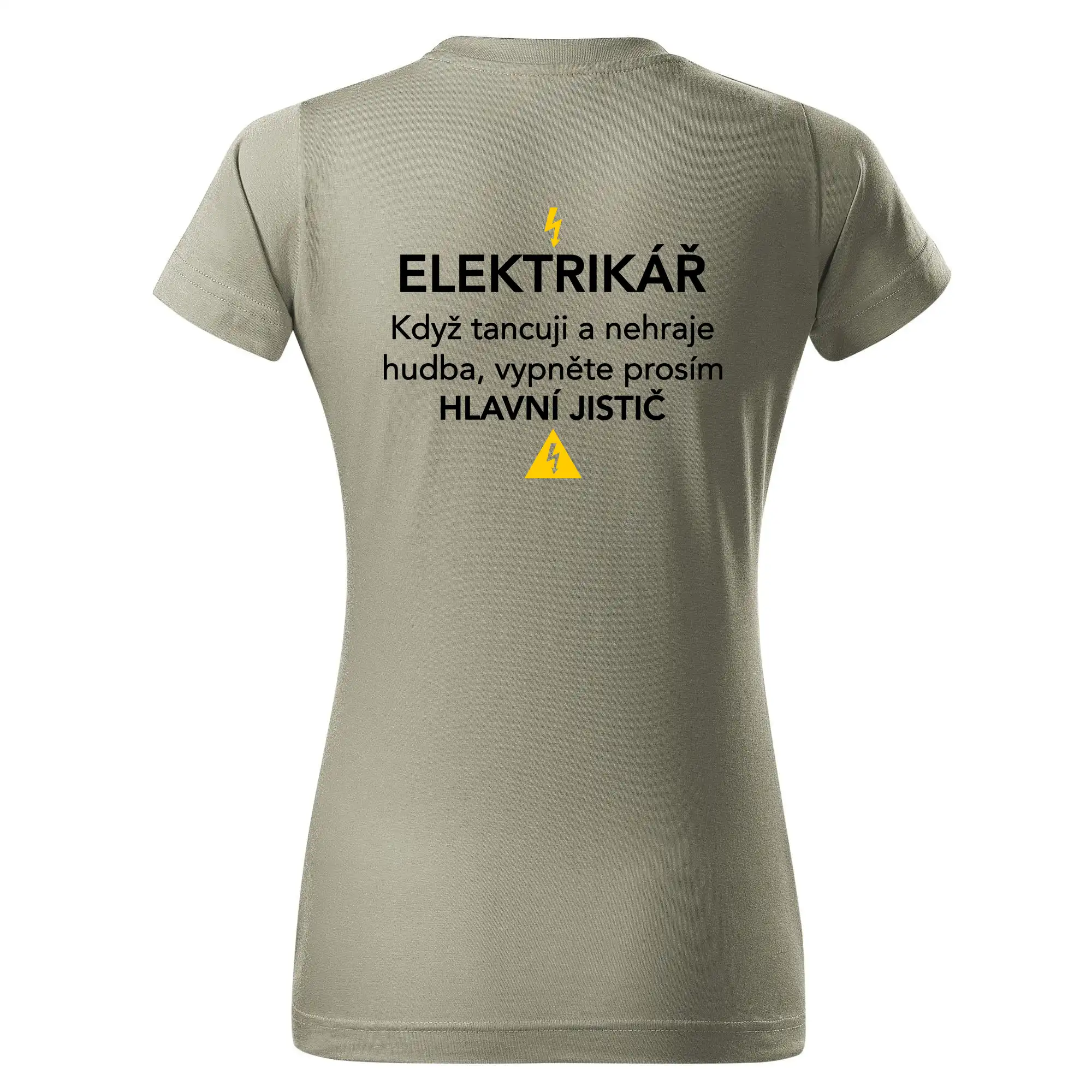 Elektrikář - hlavní jistič - Nápis na zádech