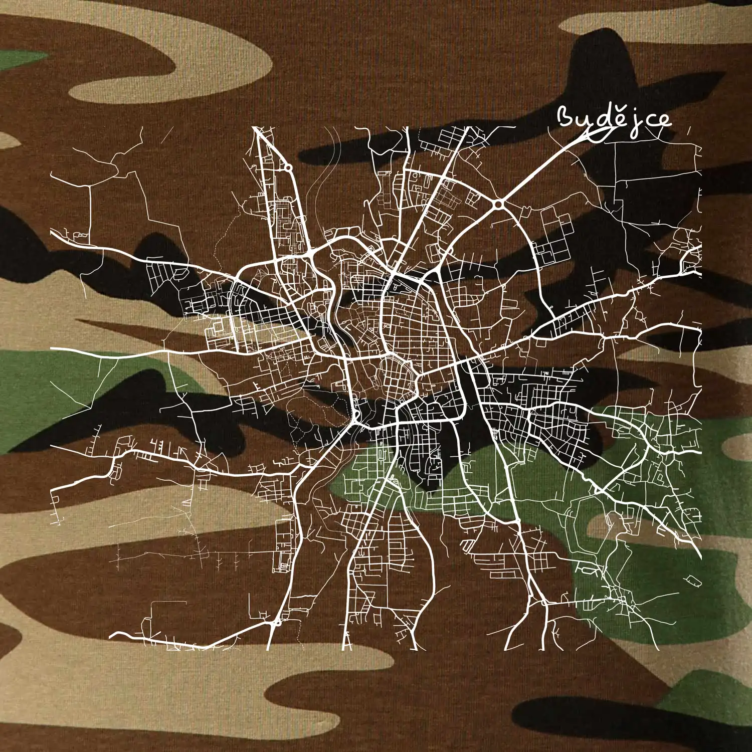 Mapy měst černobílé Budějce