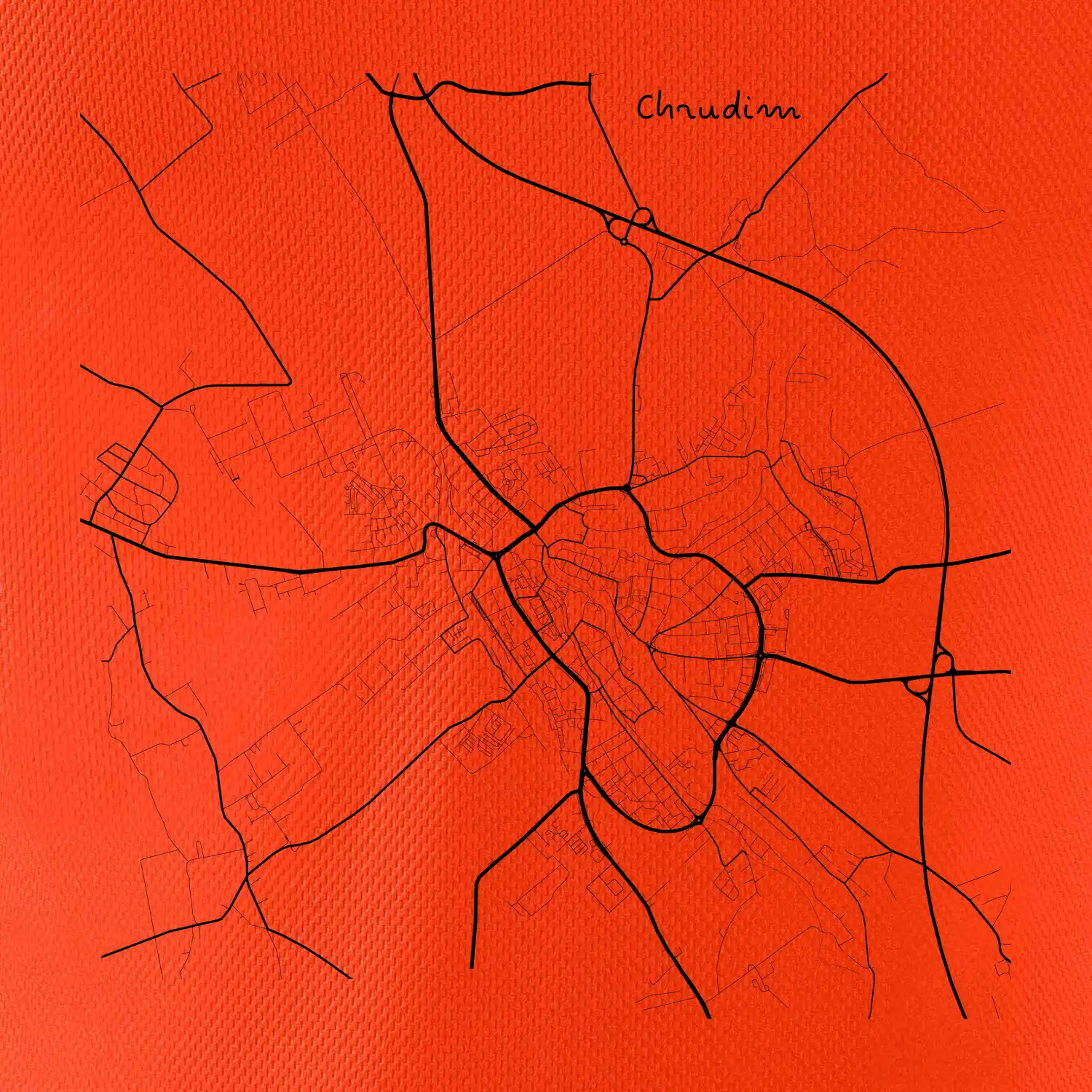 Černobílá mapa Chrudim