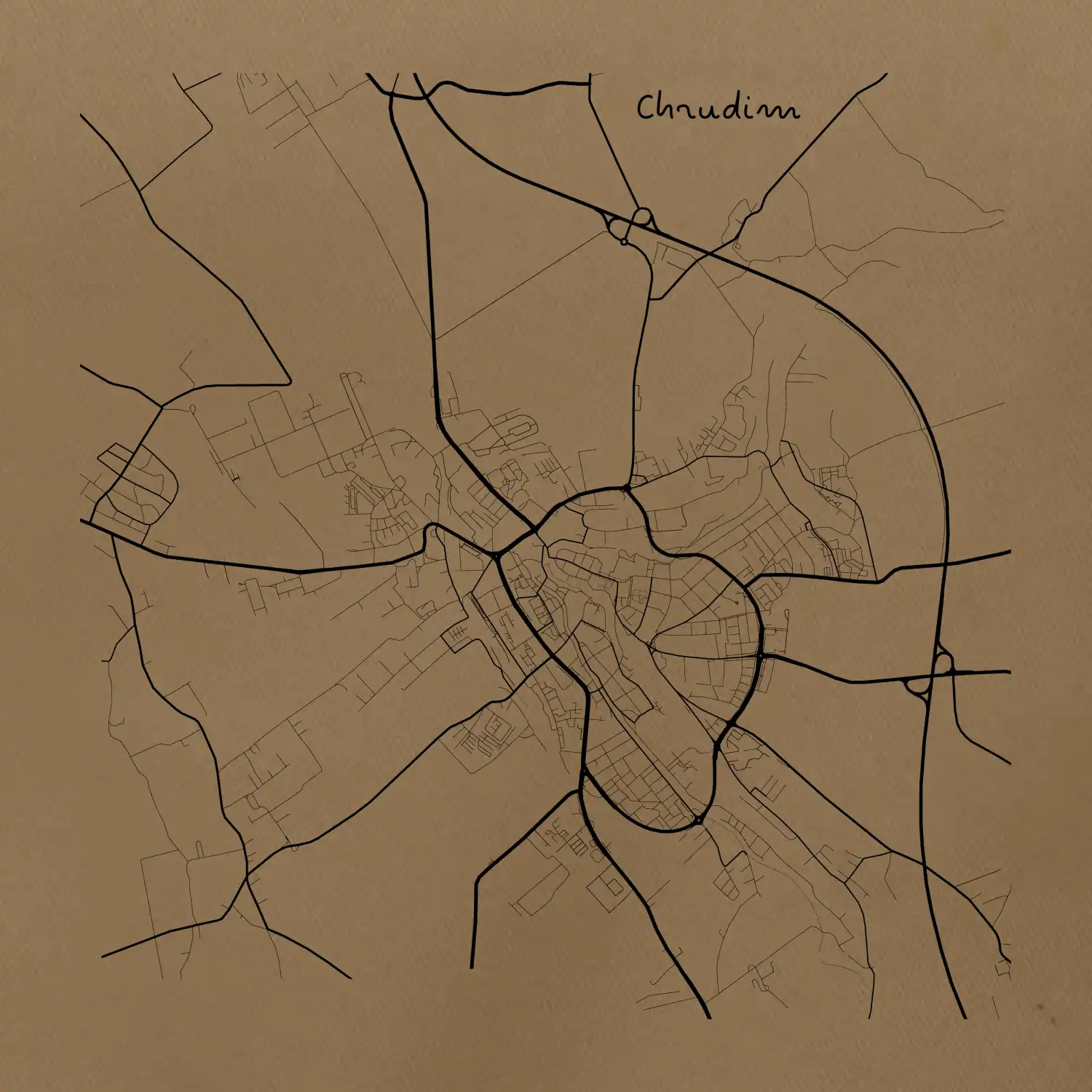 Černobílá mapa Chrudim