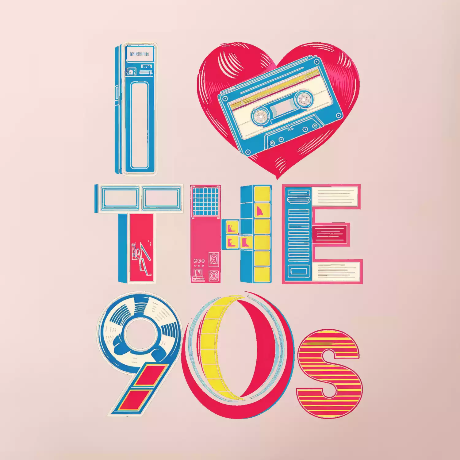 I love 90s - srdce a kazeta