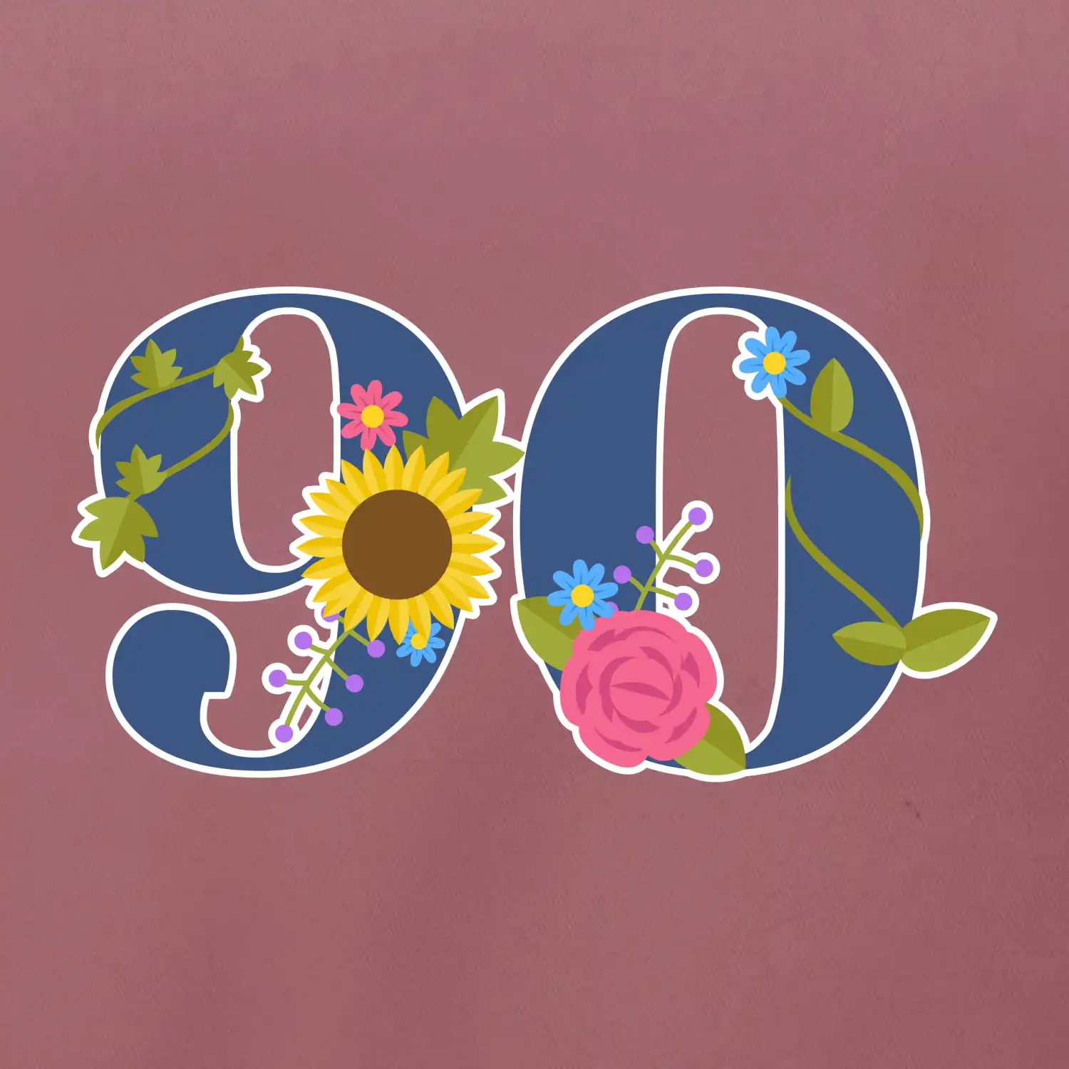 Květinové číslo kreslené - 90