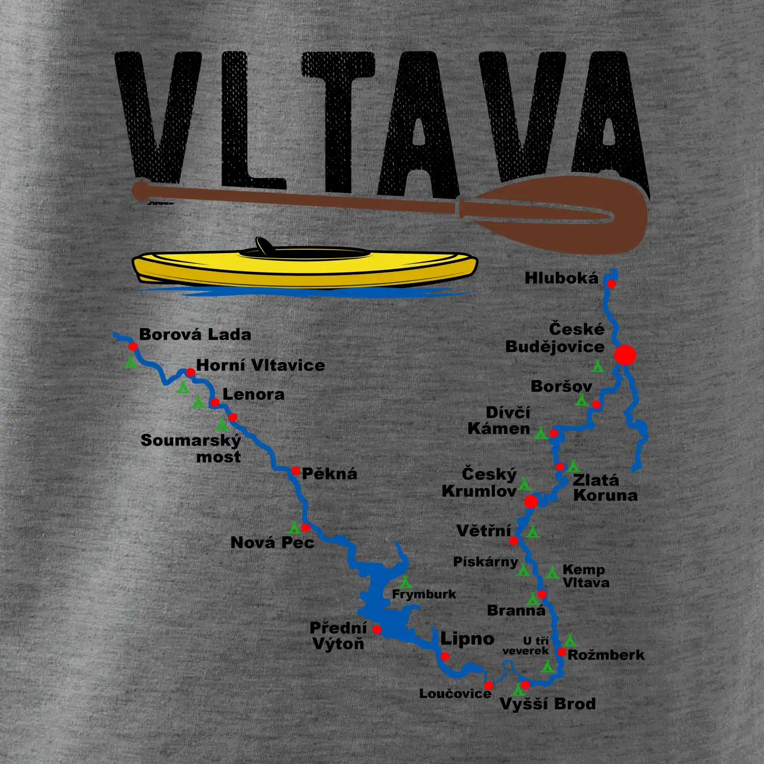 Mapa řeky Vltavy