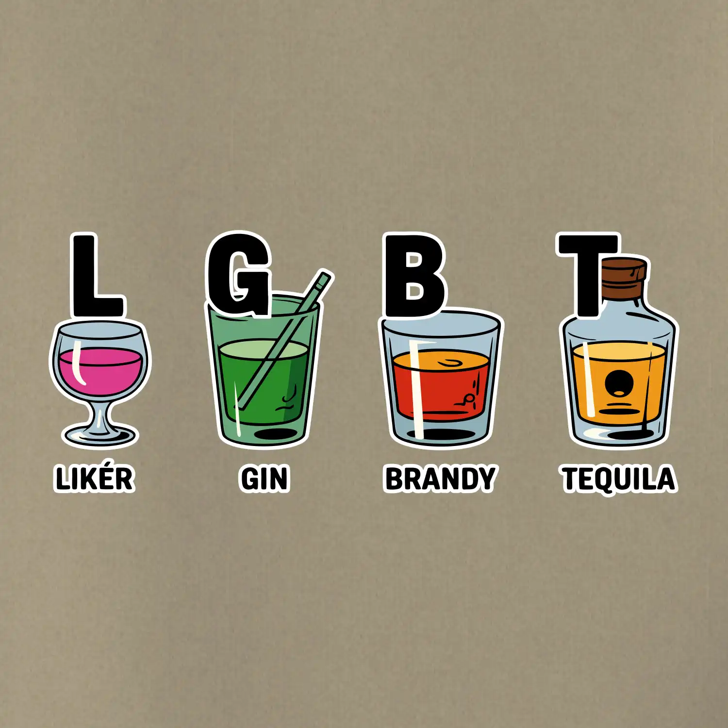 LGBT -  Likér, Gin, Brandy, Tequila