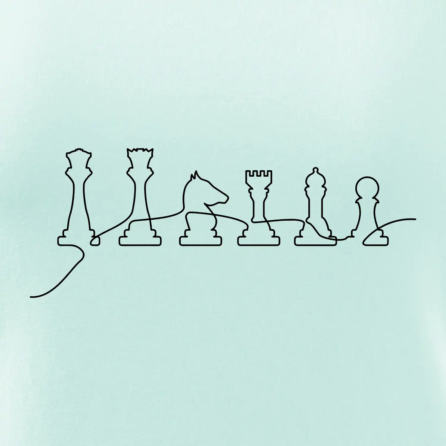 Šachové figurky v řadě - obrys