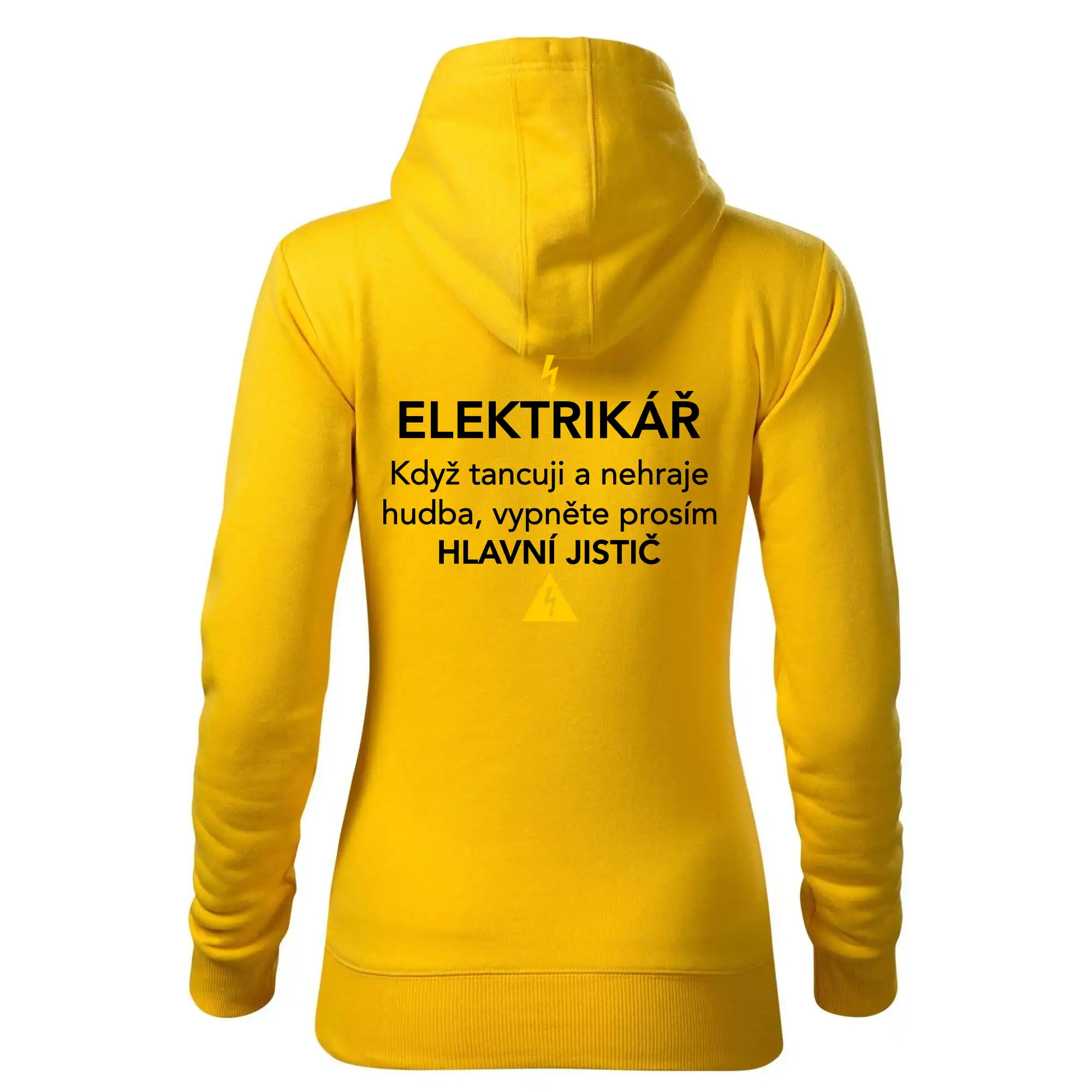 Elektrikář - hlavní jistič - Nápis na zádech