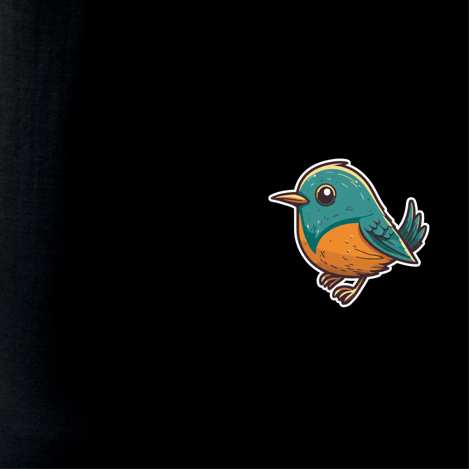 Ptáček kreslený na prsu