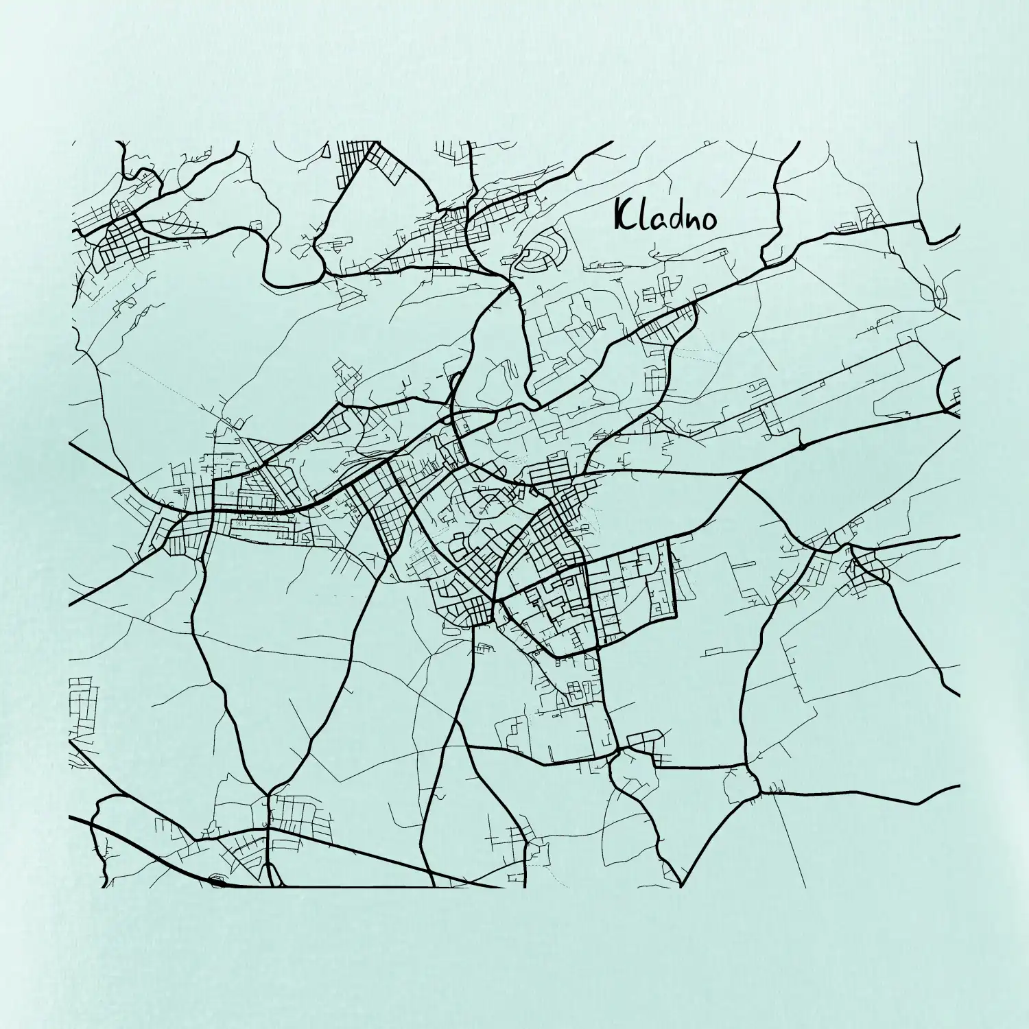 Černobílá mapa Kladno