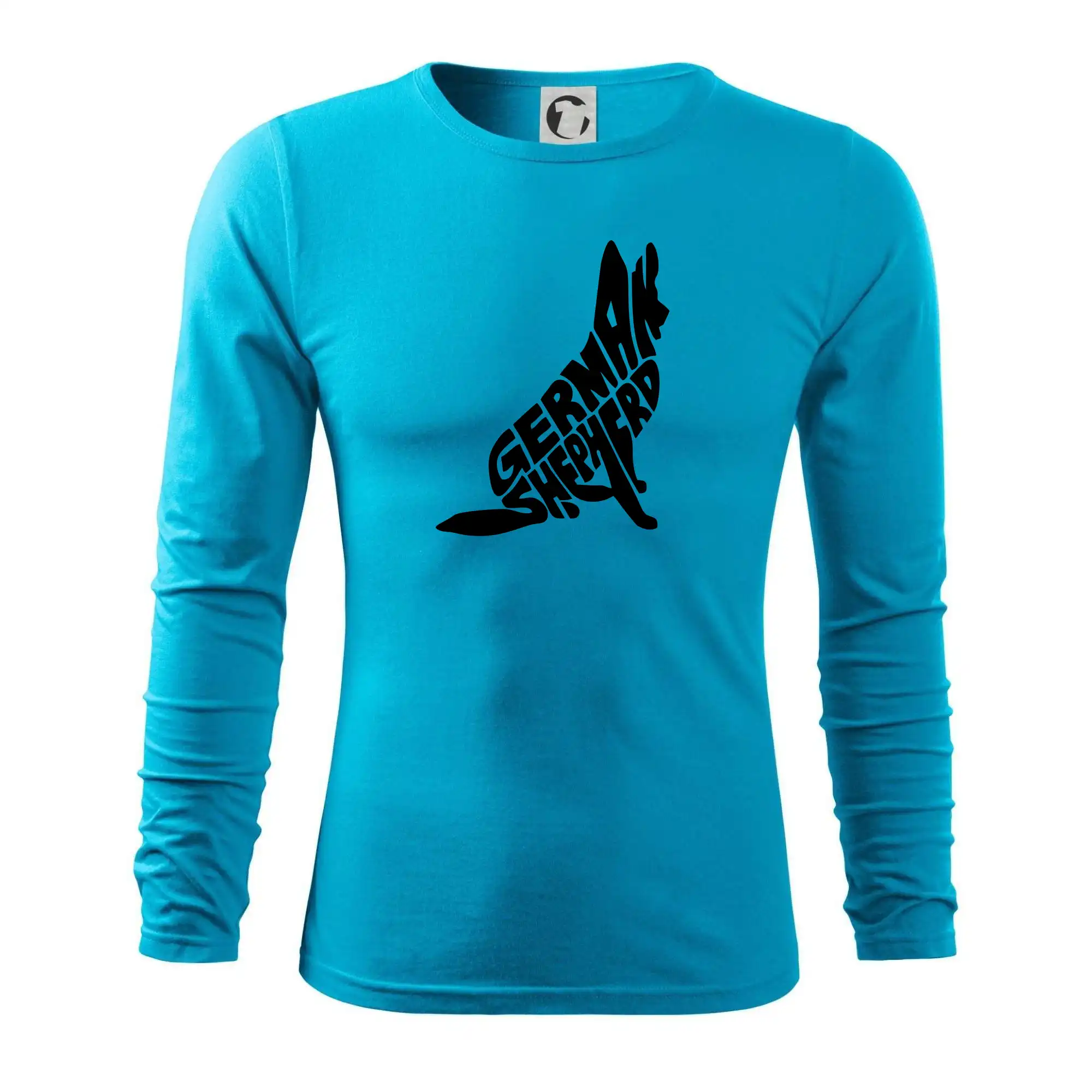 Německý ovčák sedící napis