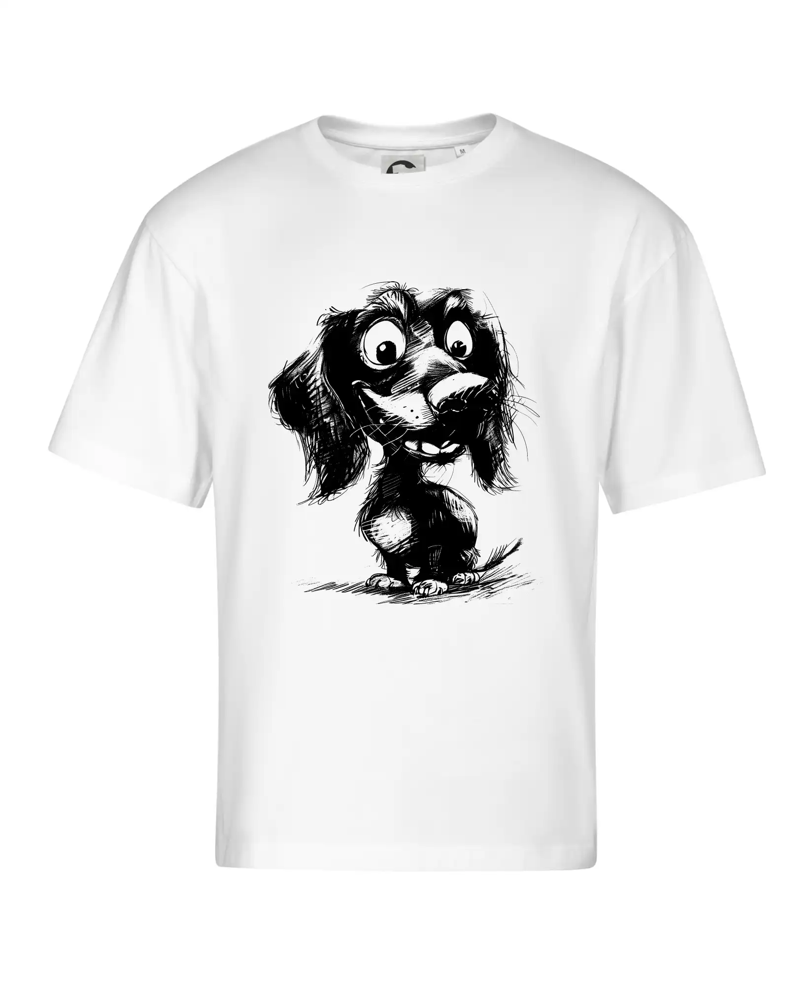 Černobílá karikatura jezevčík