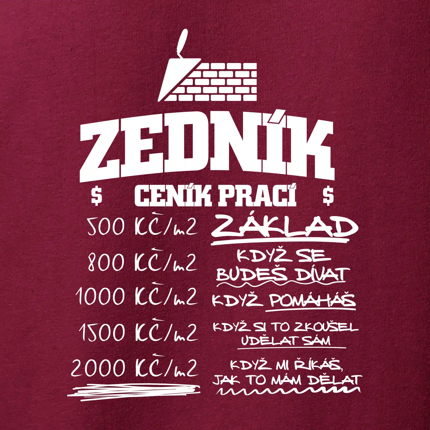 Ceník zedníka - cena za metr