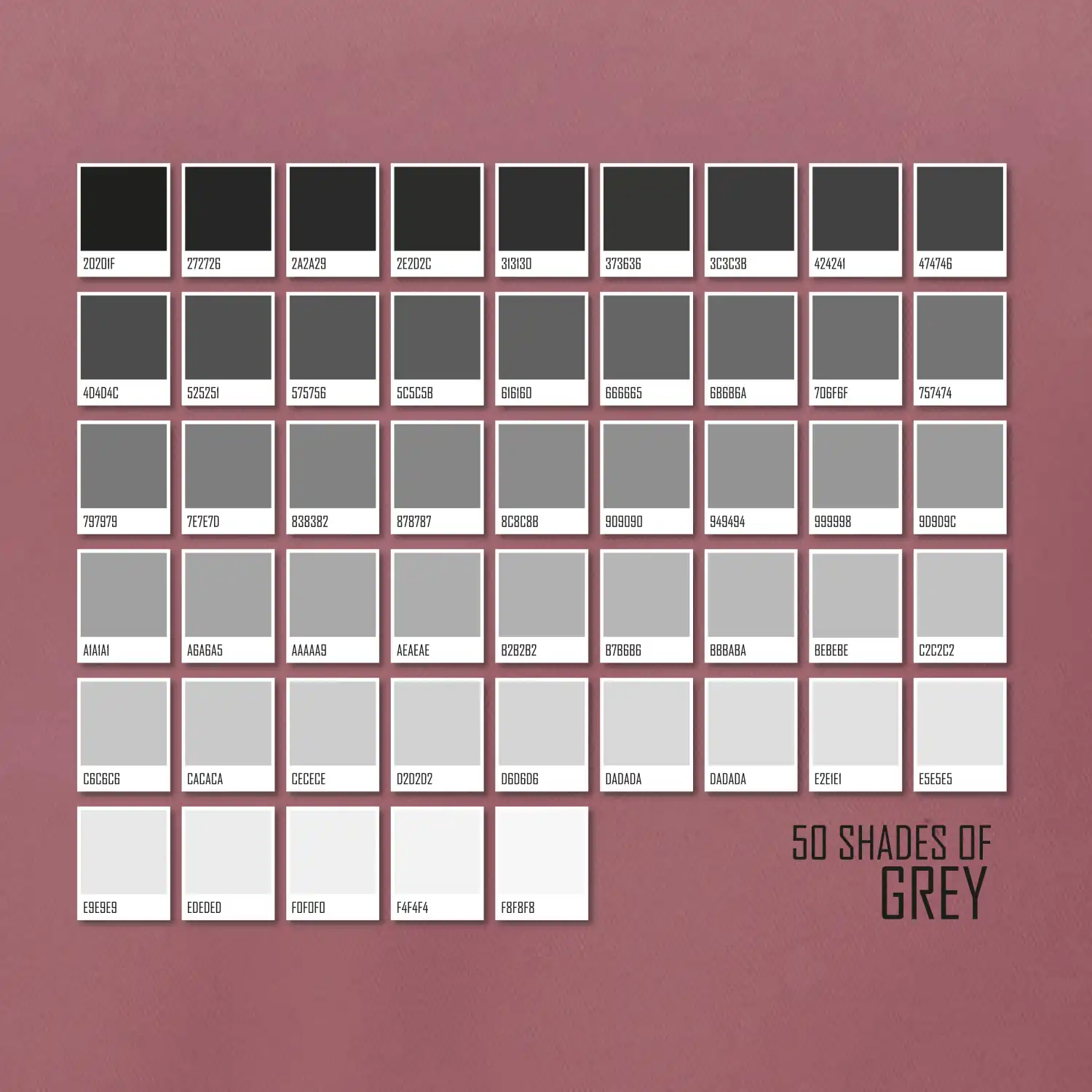 50 barevných odstínů šedi