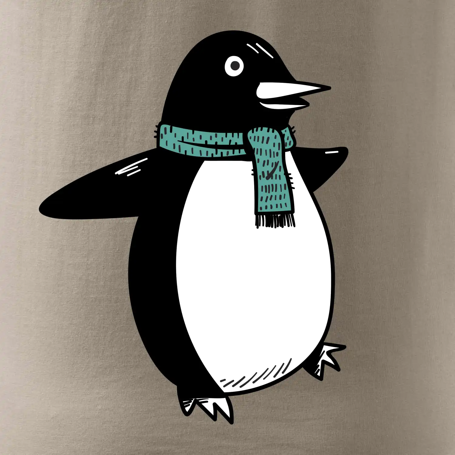 Tučňák se zelenou šálou