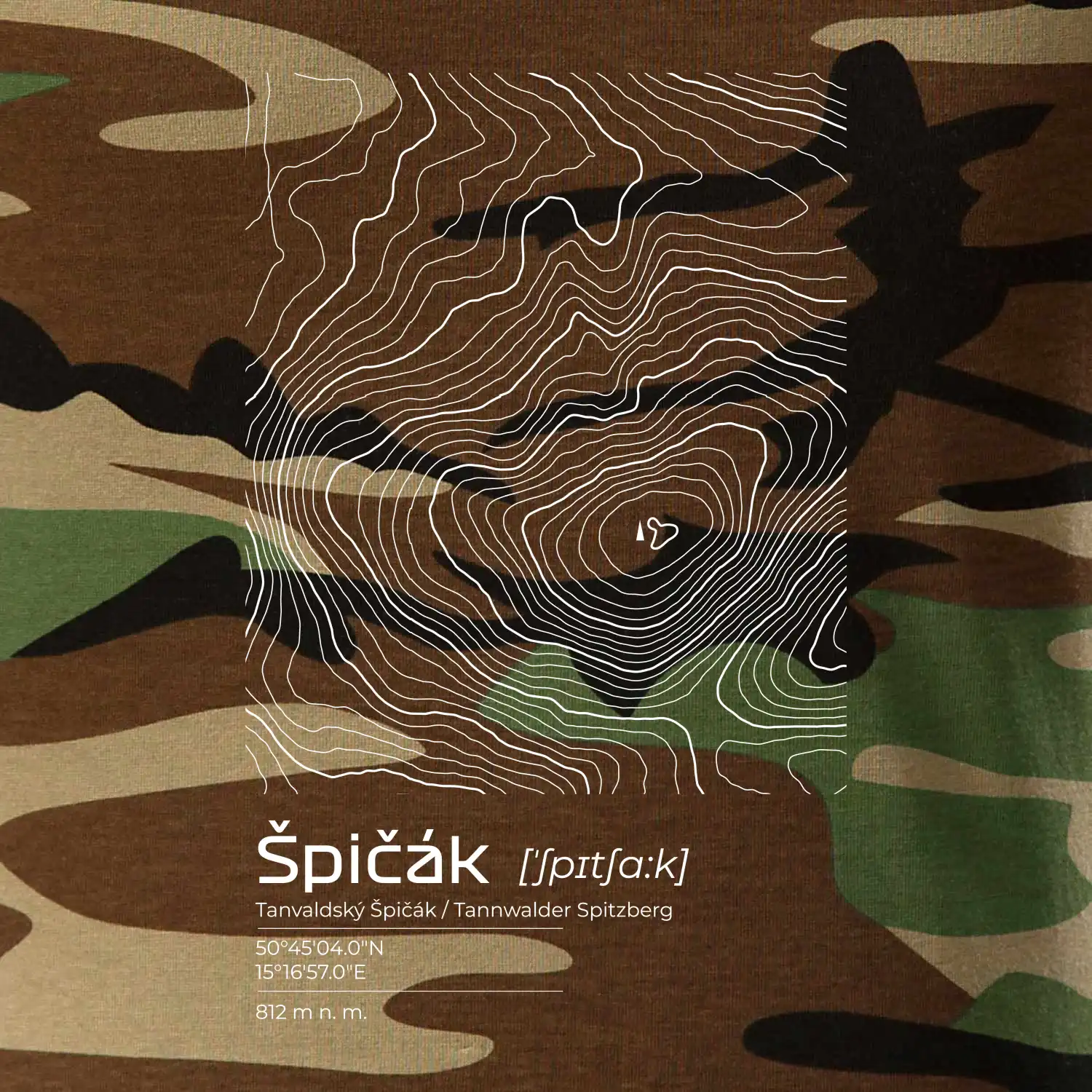 Špičák - vrstevnice v obdélníku