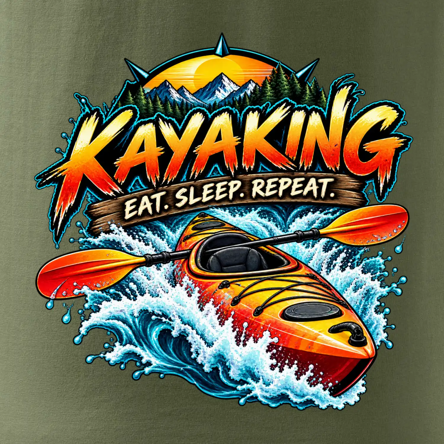 Kajak v divoké vodě eat sleep repeat