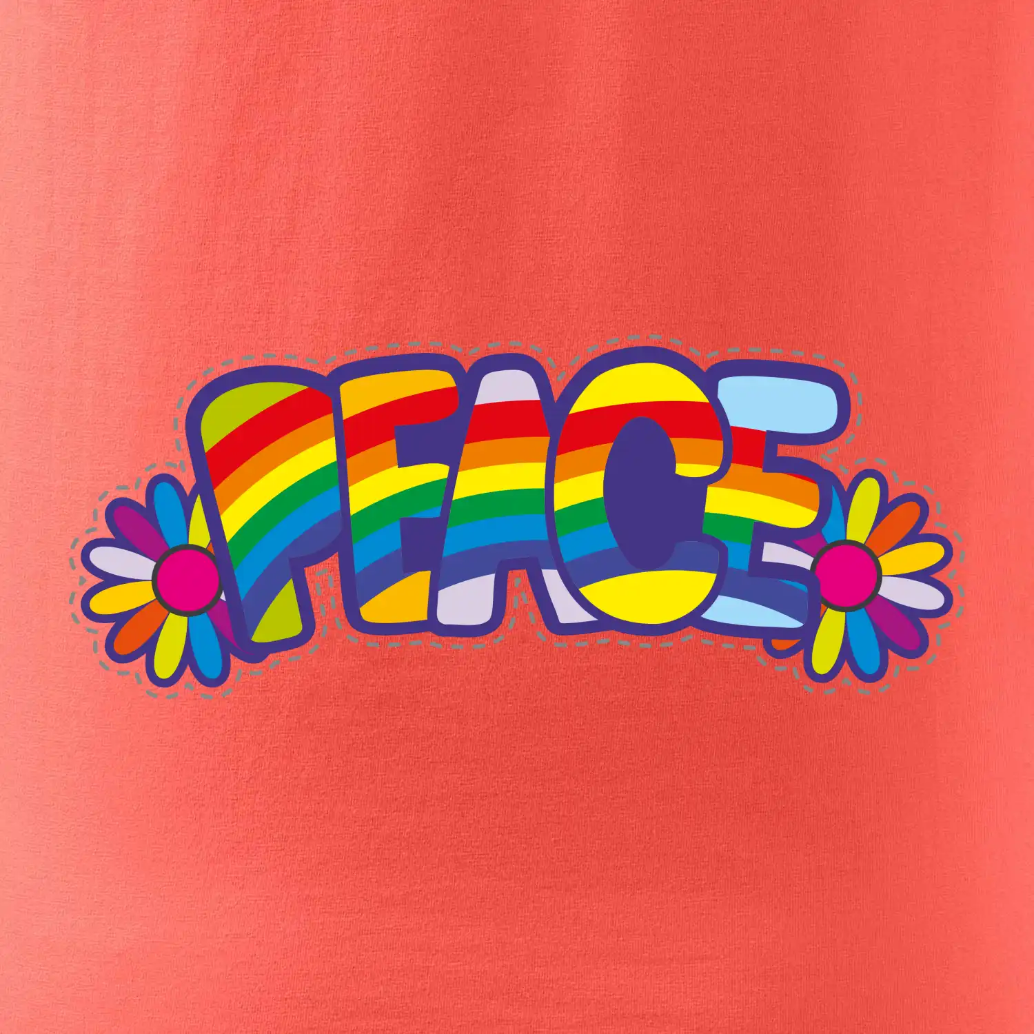 Peace nápis duhový