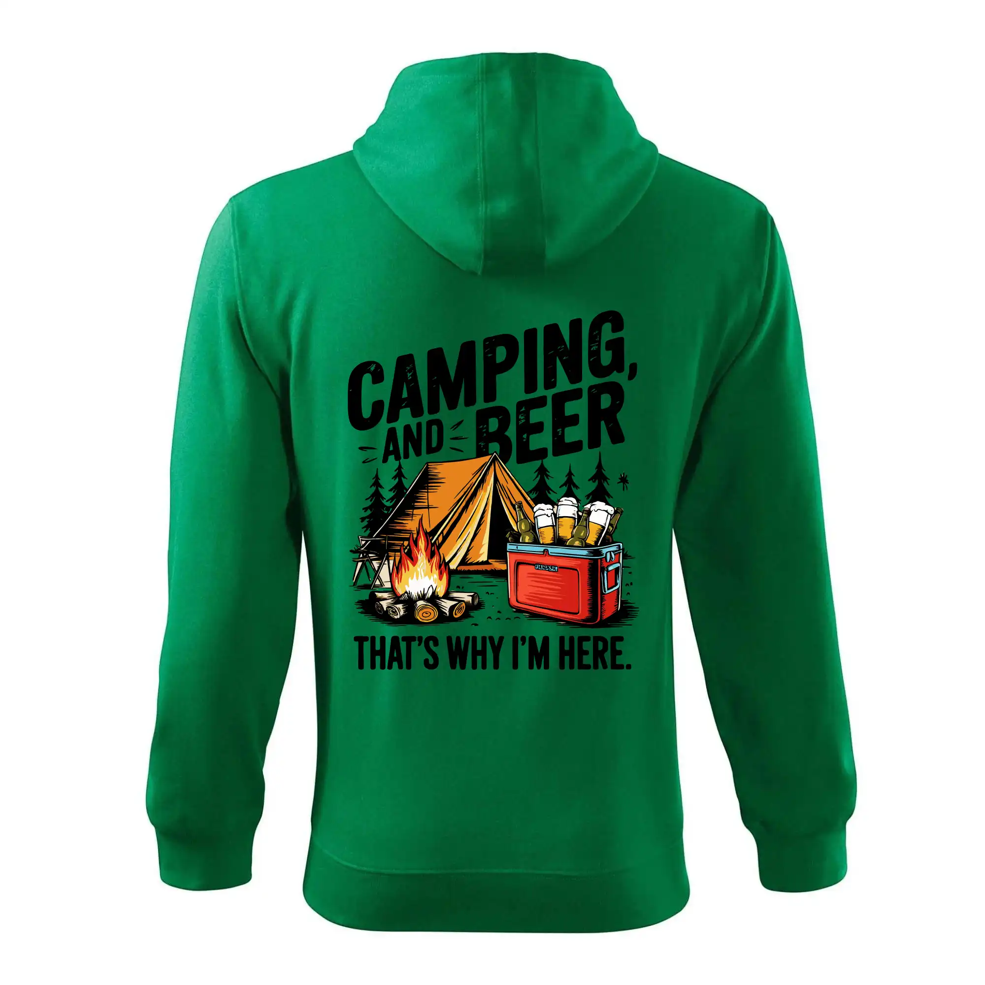 Černý nápis nápis Camping and beer