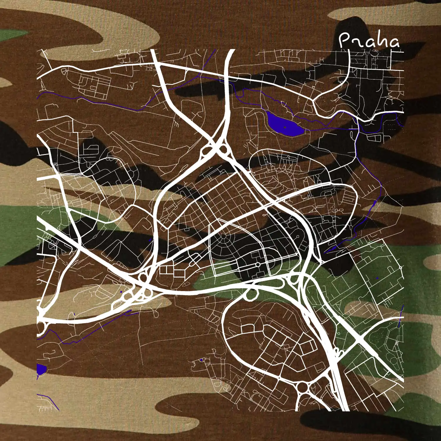 Praha - 14100 mapa s vodními toky