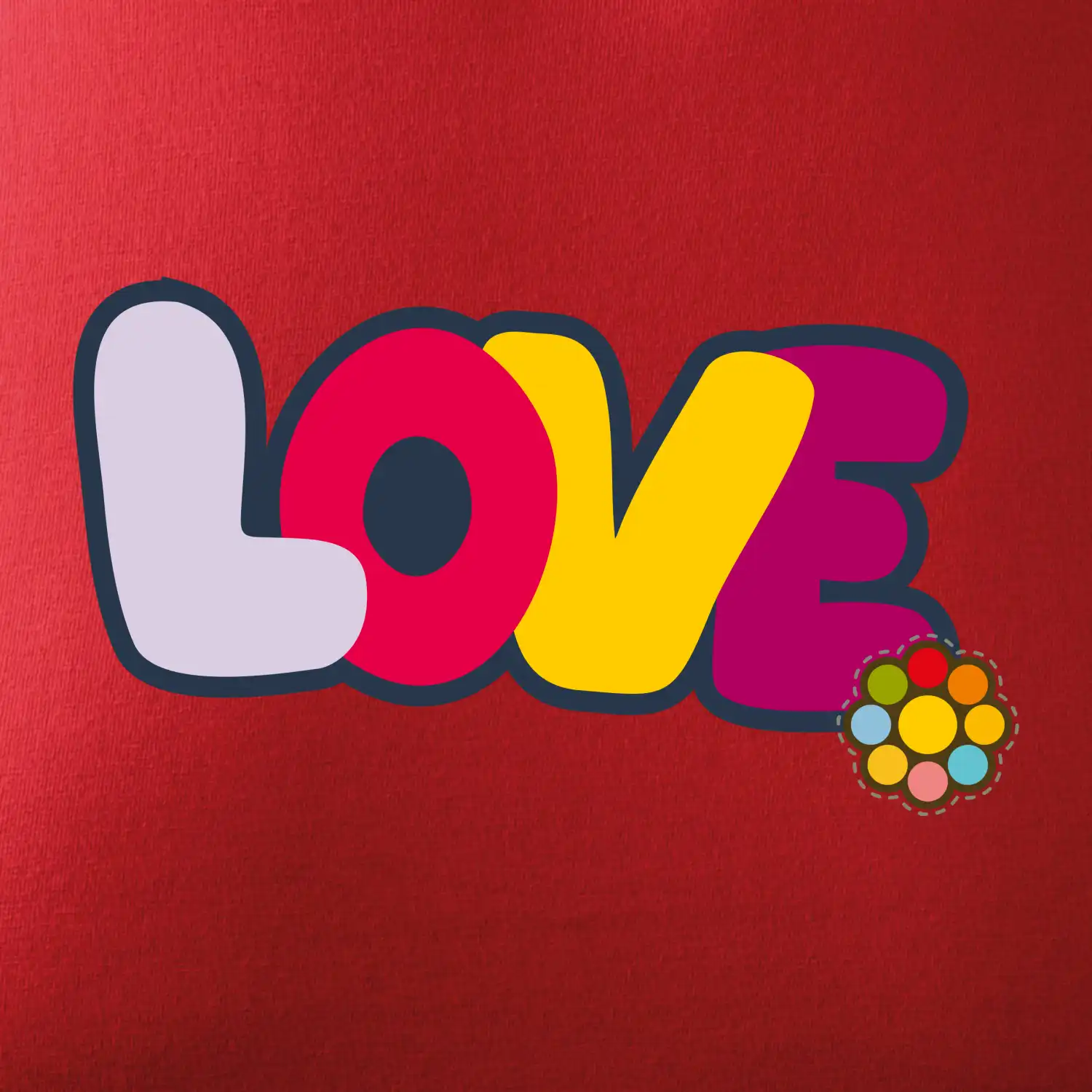 Love nápis s květinou