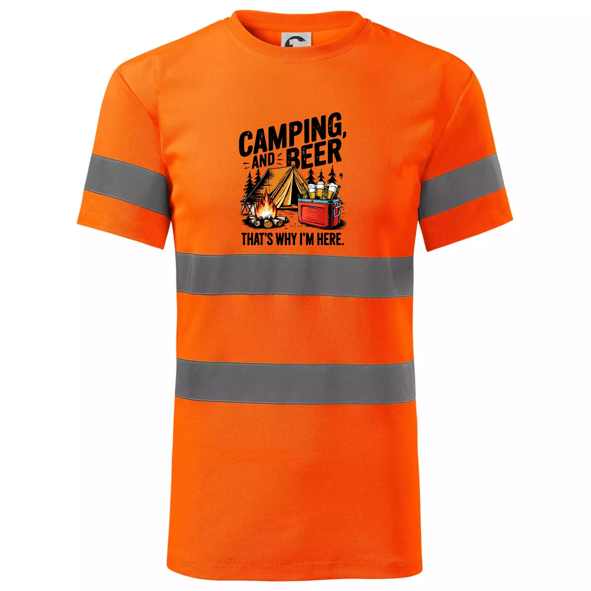 Černý nápis nápis Camping and beer