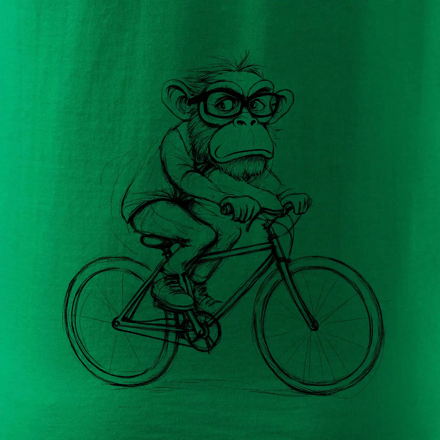 Opice s brýlemi na kole